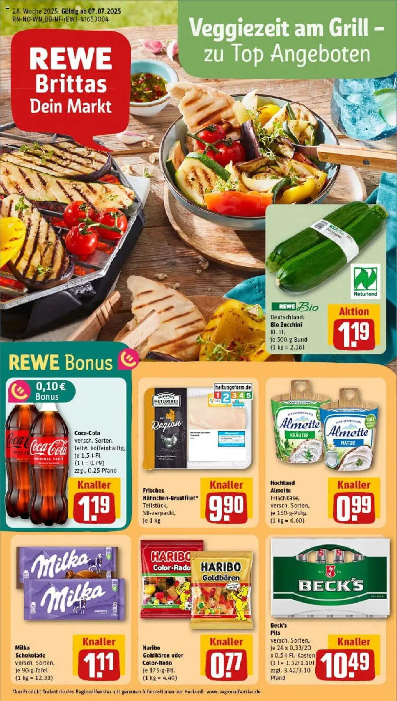 Rewe prospekt Nienburg	 - gültig ab dem 06.07.2025 | Seite: 1 | Produkte: Cola, Schokolade, Pils, Zucchini