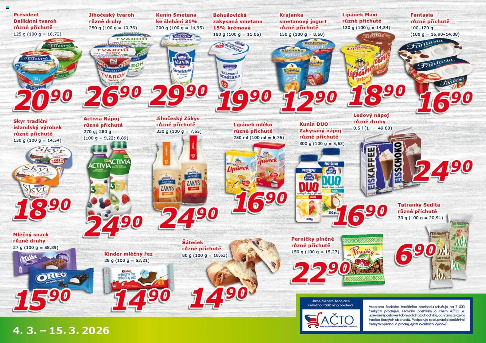 Eso market leták od 04.03.2026 | Strana: 5 | Produkty: Tatranky, Skyr, Zakysaná smetana, Kinder