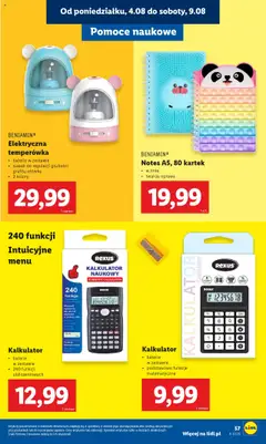 Lidl Gazetka - Gotowi do szkoły od 21.07.2025 | Strona: 59 | Produkty: Kalkulator, Baterie, Temperówka, Notebook