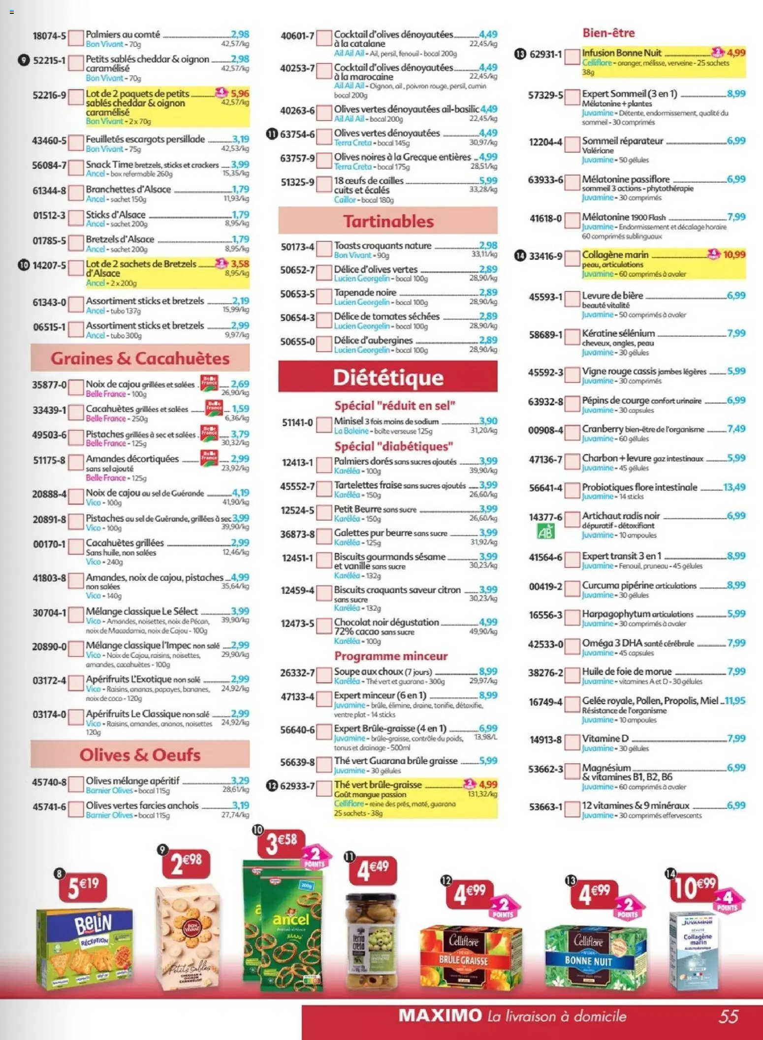 {H1} | Page: 55 | Produits: Cassis, Ail, Sel, Thé