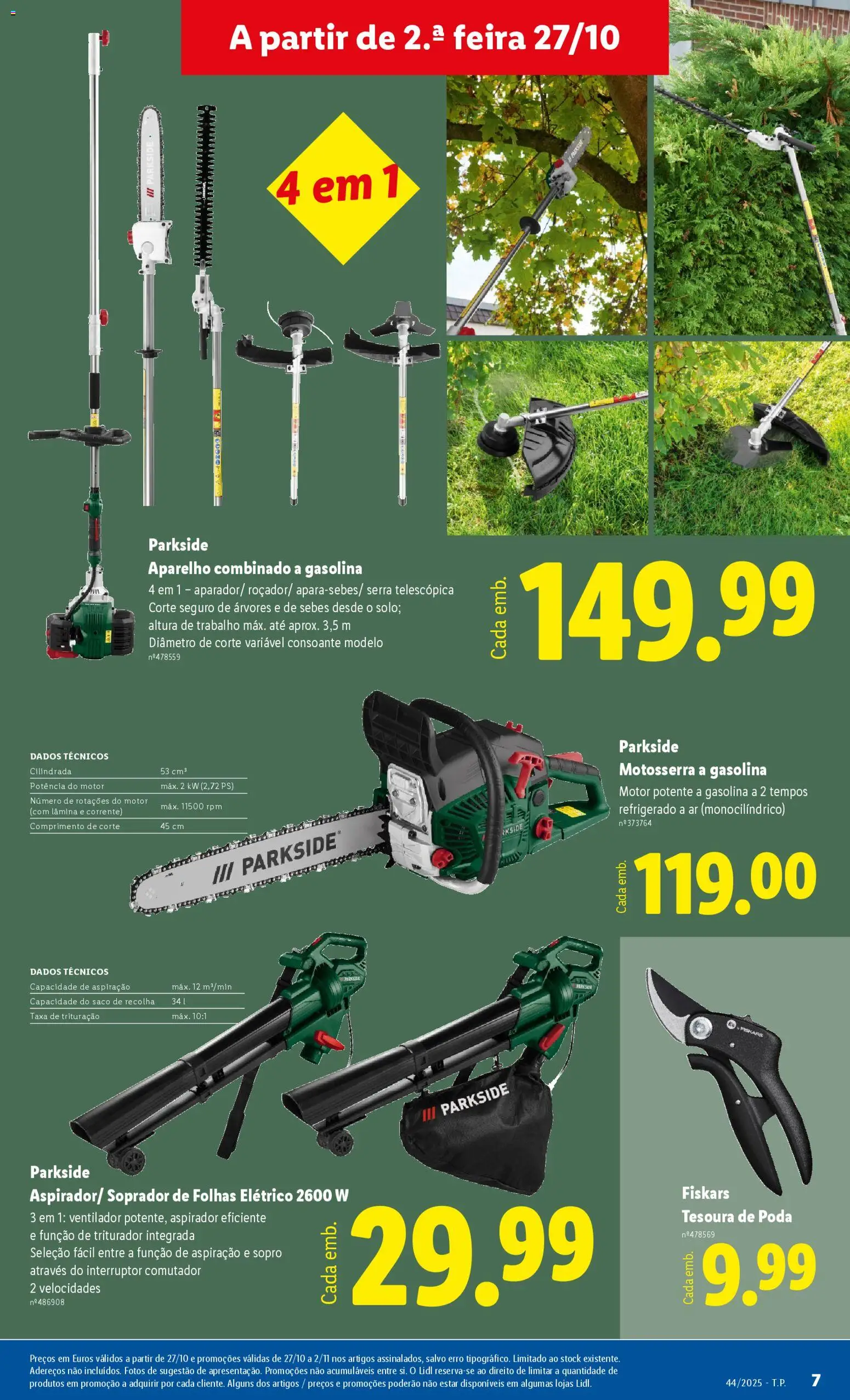 Lidl Novidades │ válido de 27.10.2025 | Página: 7 | Produtos: Soprador de folhas, Ventilador, Aspirador, Interruptor