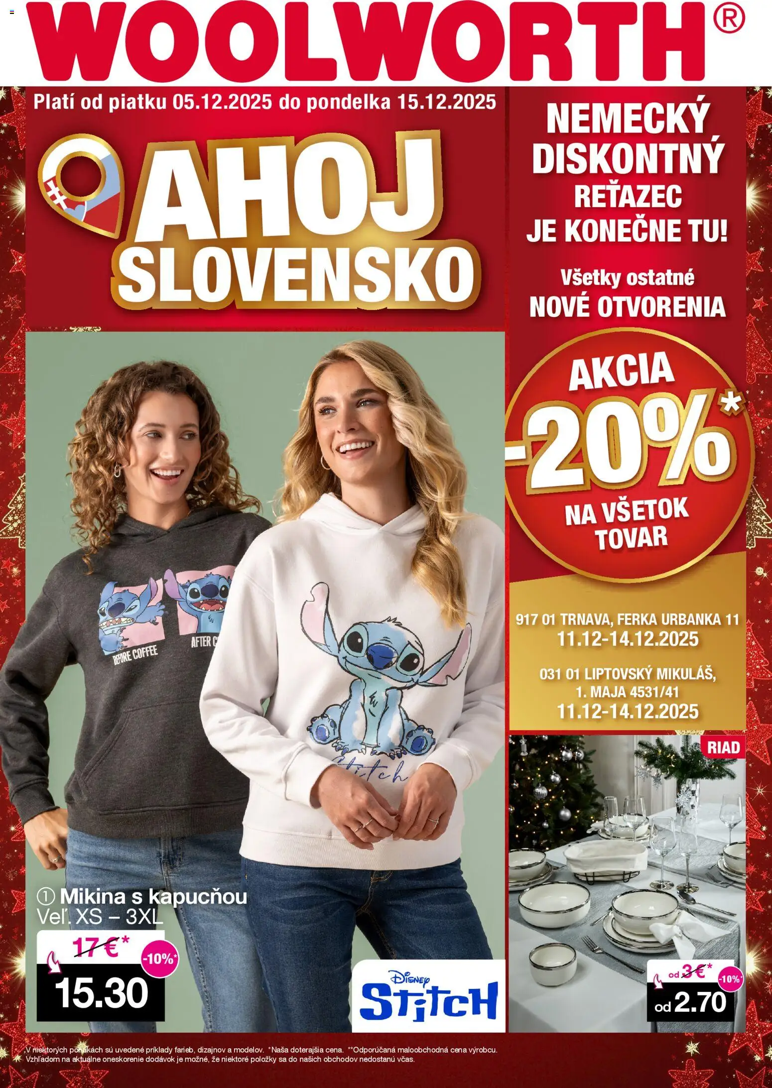 Nové Woolworth akcie – leták je platný od 05.12.2025 | Strana: 1 | Produkty: Mikina