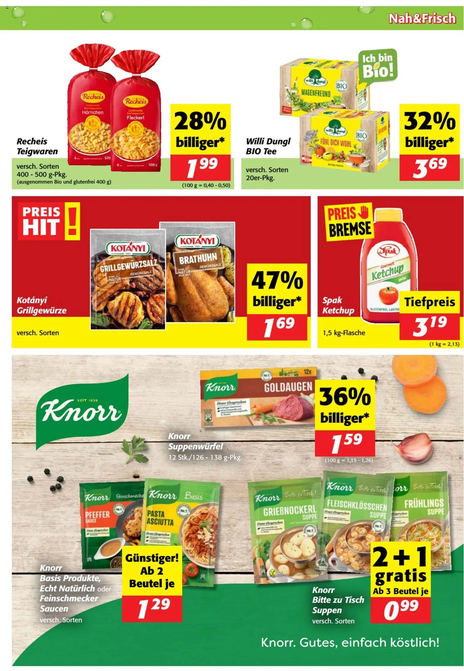 Nah und Frisch Flugblatt gültig ab 15.04.2026 | Seite: 8 | Produkte: Pasta, Ketchup, Pfeffer, Tisch