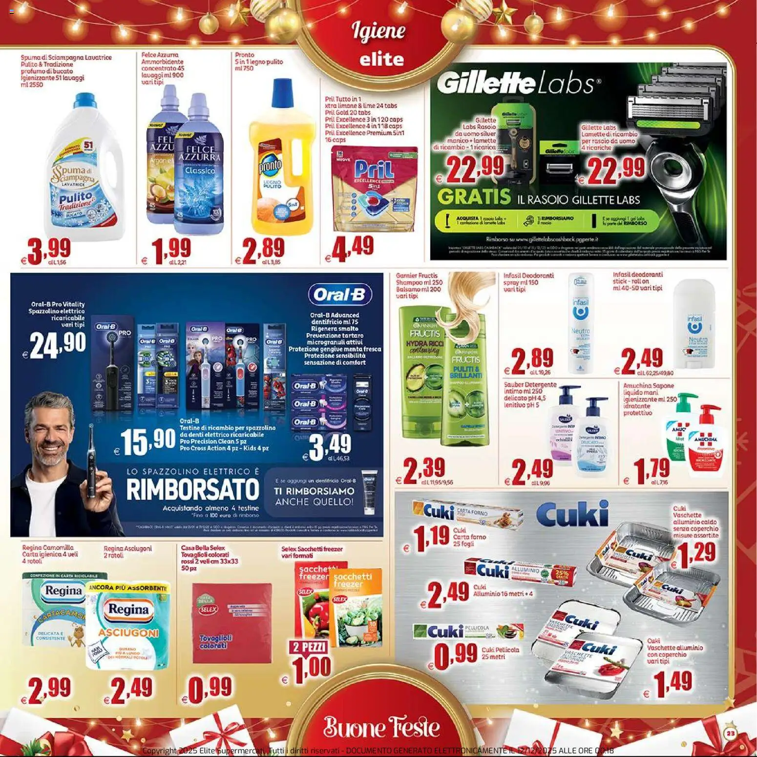 Volantino Elite Supermercati del 12.12.2025 | Pagina: 23 | Prodotti: Dentifricio, Lime, Lavatrice, Menta