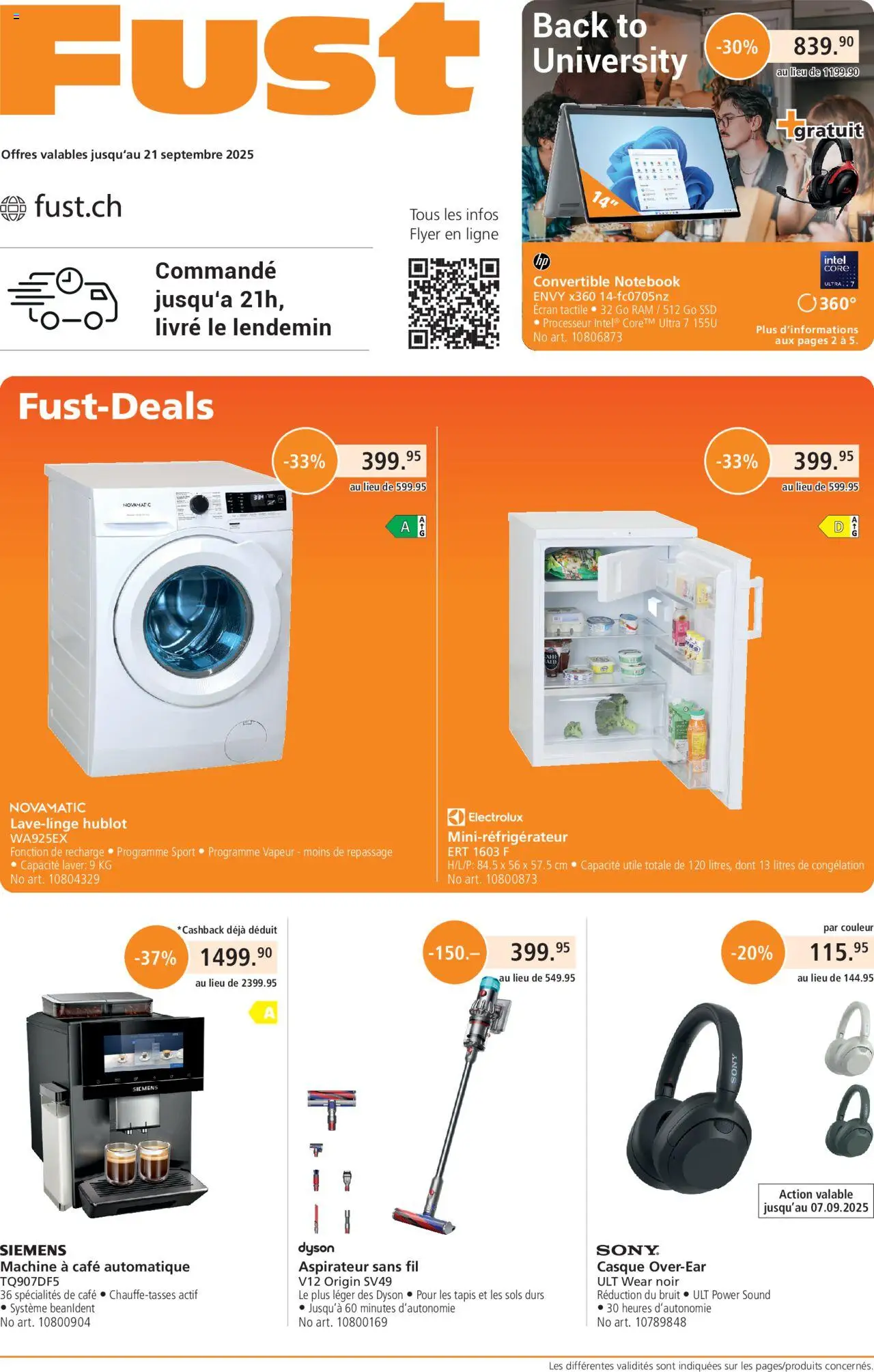 Fust Aktionen FR ab 25.08.2025 | Seite: 1 | Produkte: Notebook, Sony, Dyson, Siemens