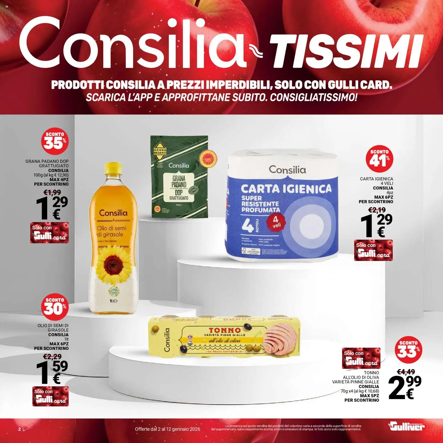 Volantino Gulliver del 02.01.2026 | Pagina: 2 | Prodotti: Olio, Pesca, Pinne, Olio di semi di girasole