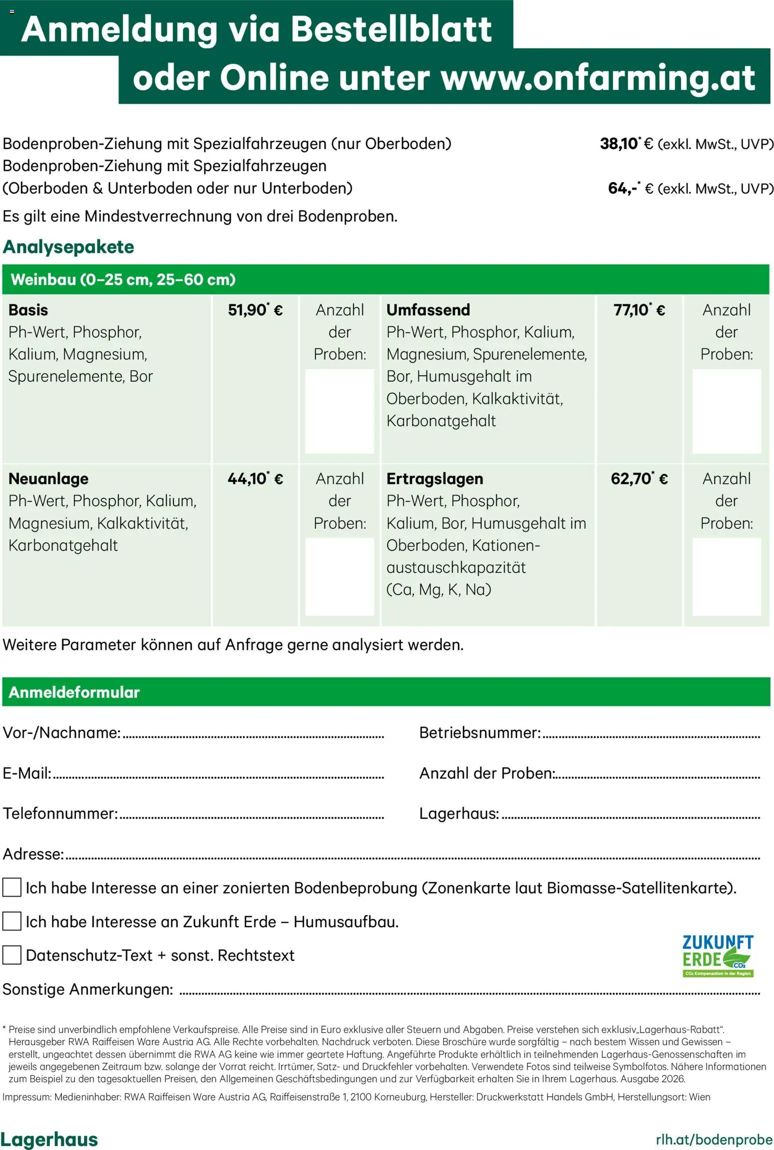Lagerhaus Bodenprobenanalyse-Weinbau gültig ab 11.02.2026 | Seite: 2