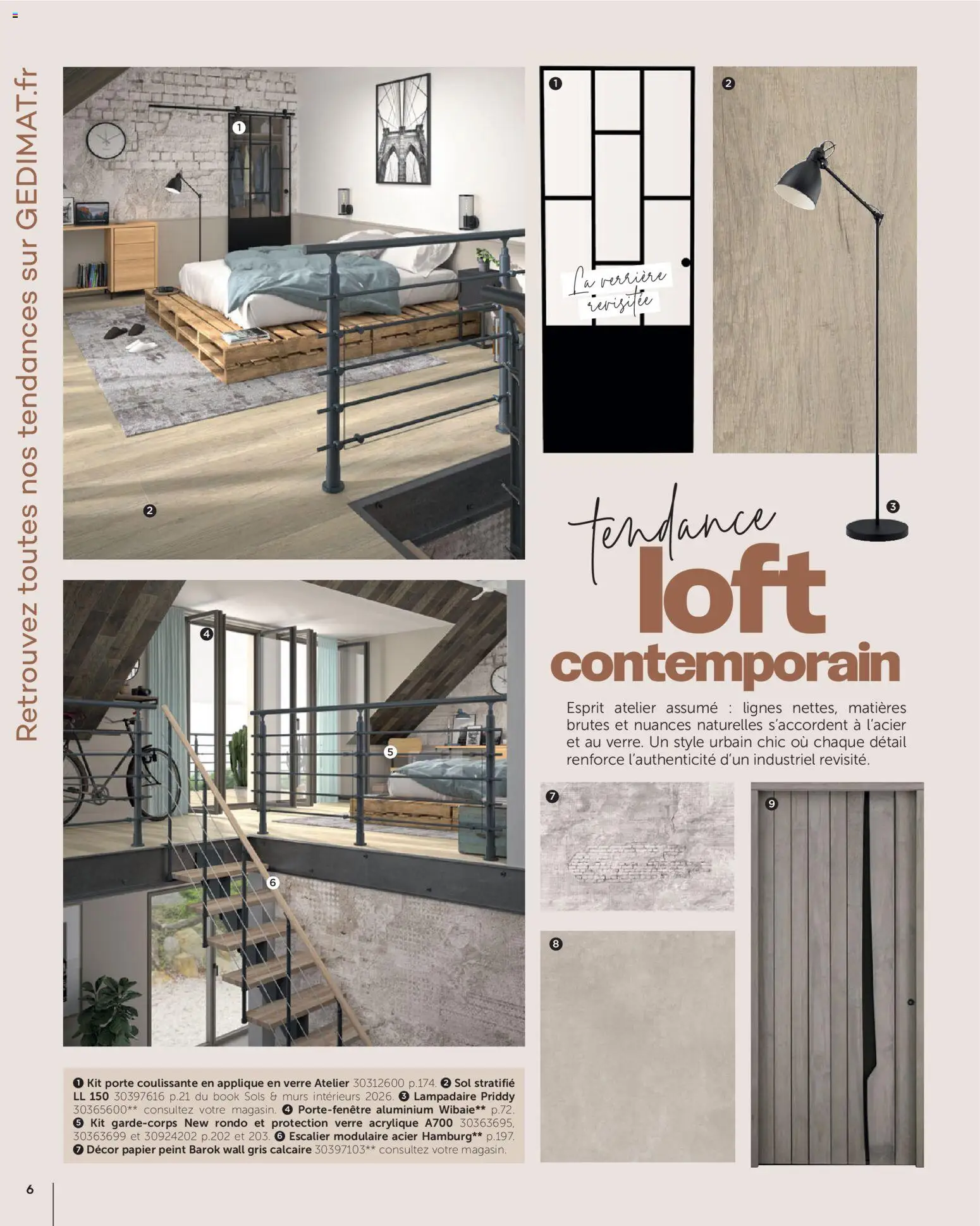 {H1} | Page: 6 | Produits: Lampadaire, Verrière, Porte, Papier peint