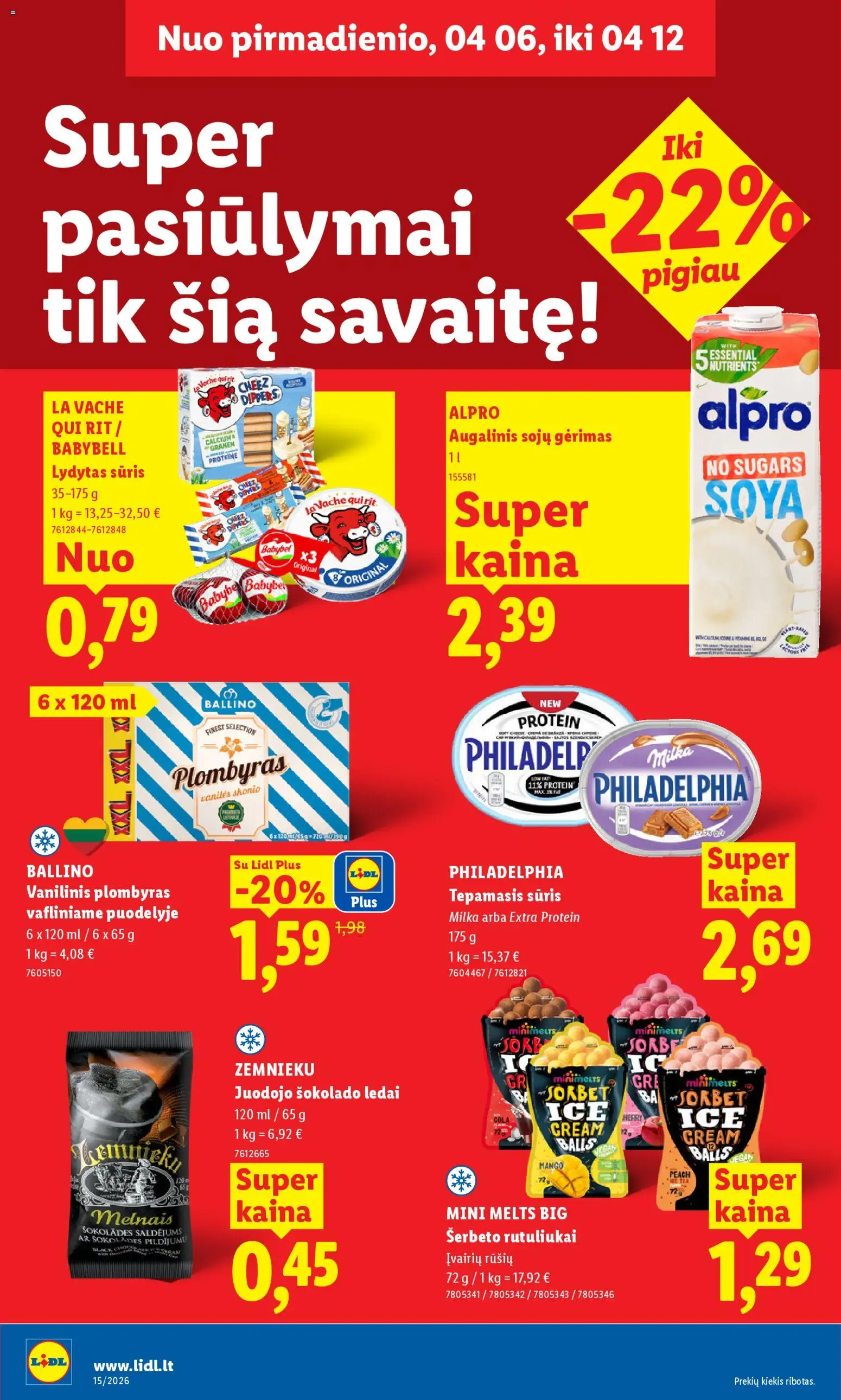 LIDL akcijos nuo 06.04.2026 | Puslapis: 18 | Prekių: Ledai, Sūris, Lydytas sūris, Plombyras