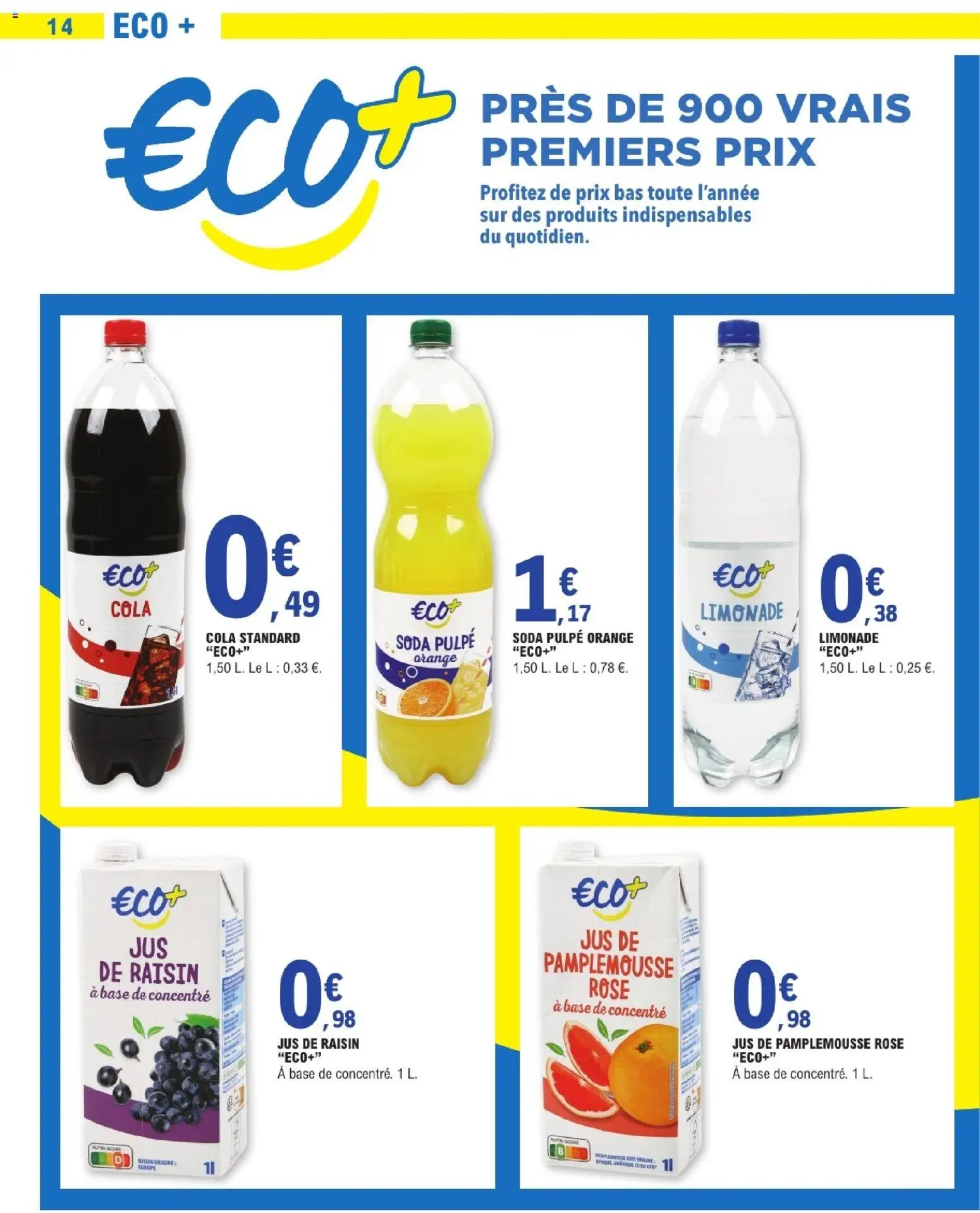 {H1} | Page: 14 | Produits: Pamplemousse, Raisin, Limonade, Jus