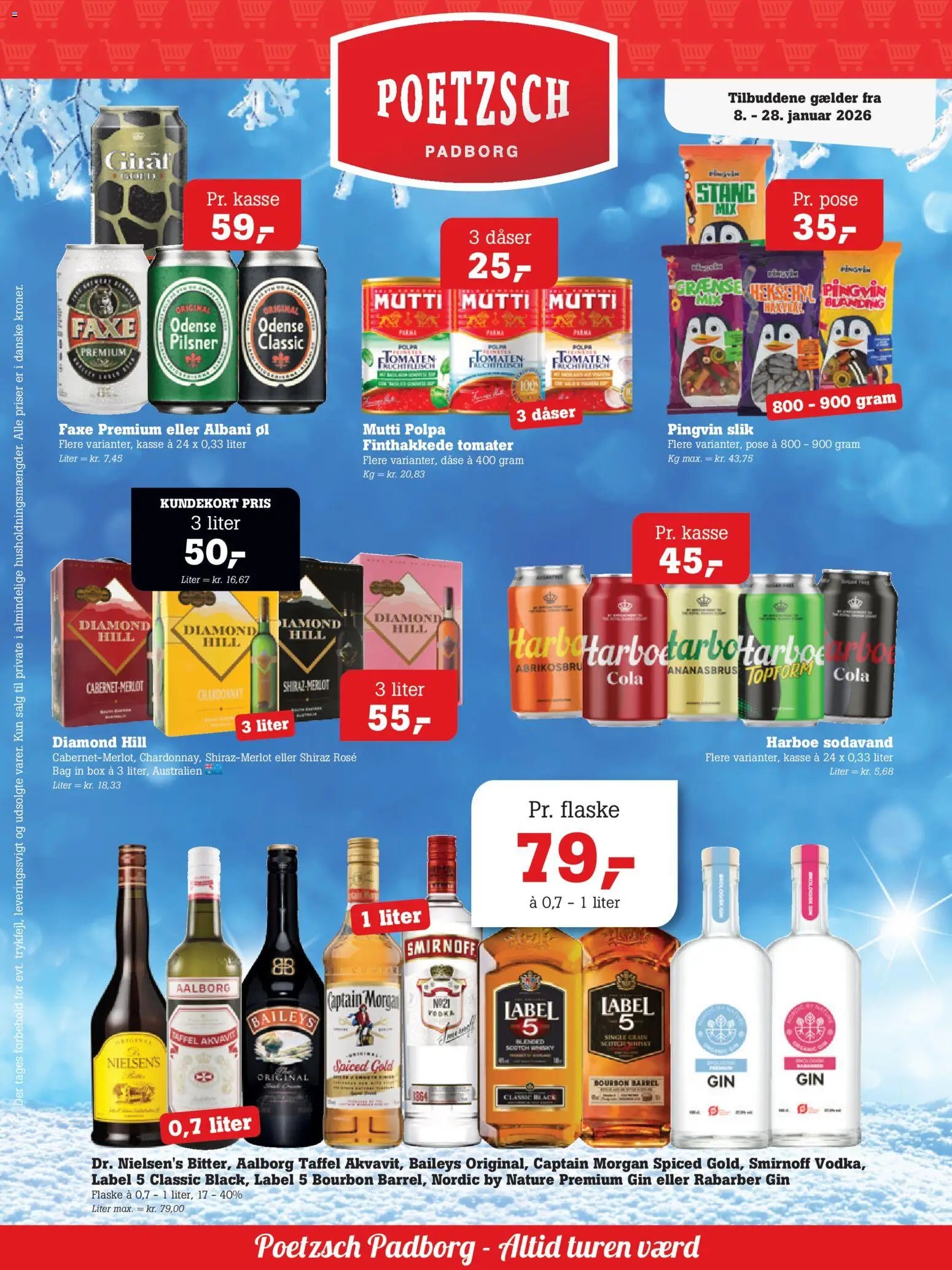 Poetzsch Padborg tilbudsavis – gyldig fra 08.01.2026 | Side: 1 | Produkter: Øl, Tomater, Gin, Sodavand