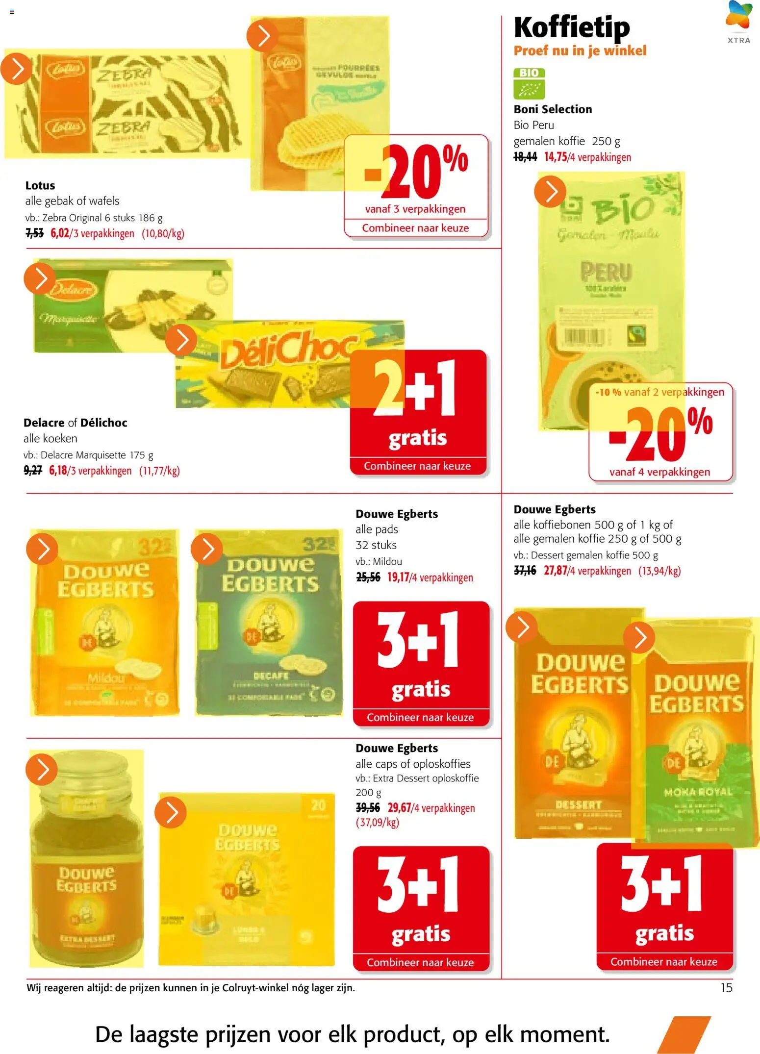 {H1} | Pagina: 15 | Producten: Wafels, Csirkecombfile, Rooibos tea, Koffiebonen