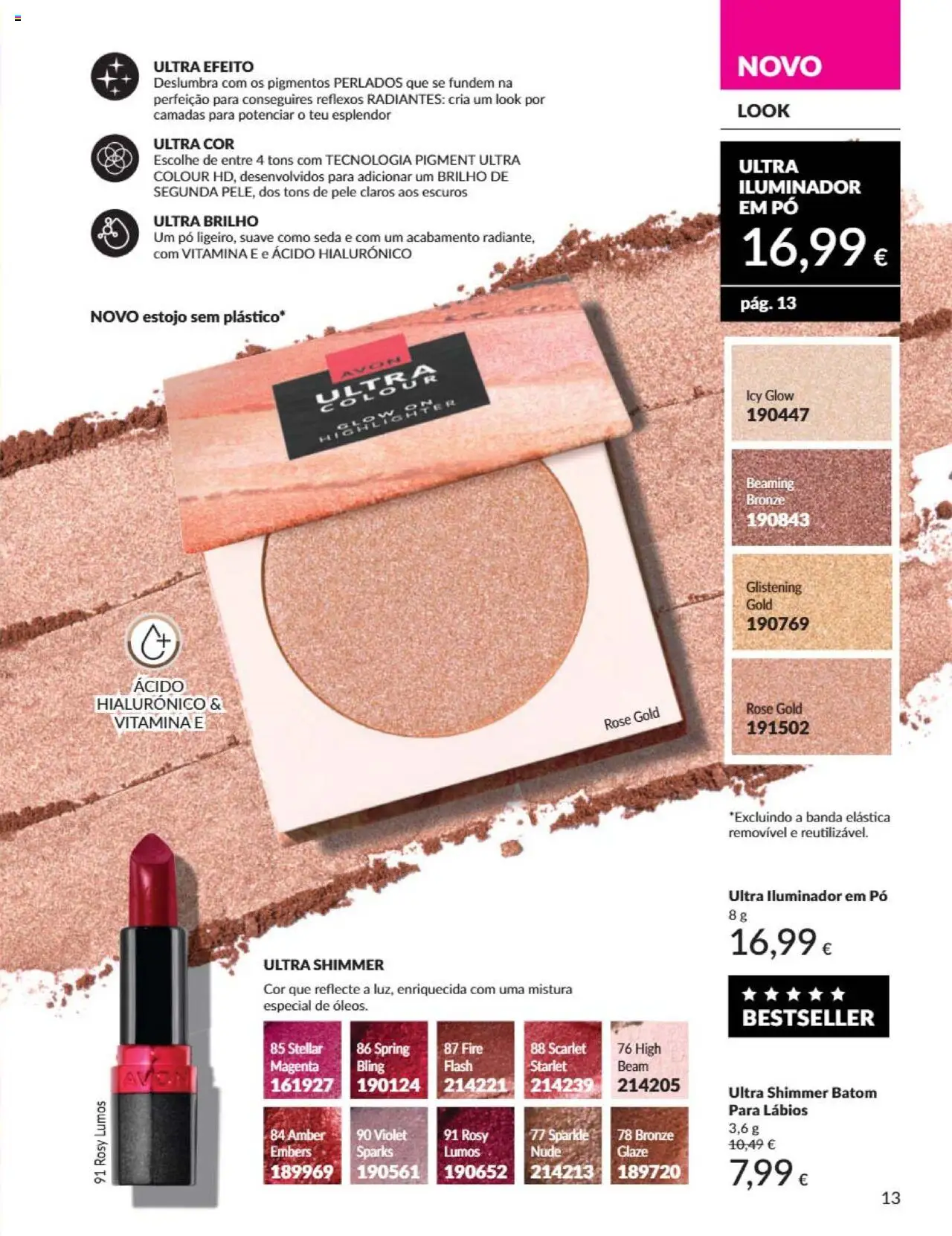 Catálogo Avon Campanha 6 │ válido de 01.06.2025 | Página: 13 | Produtos: Iluminador, Pó, Batom