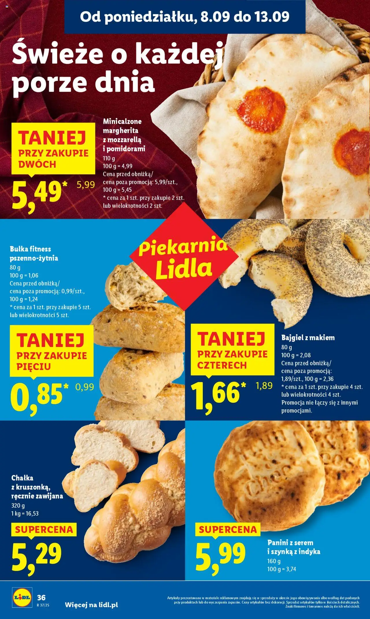 Lidl Gazetka od 08.09.2025 | Strona: 38 | Produkty: Piekarnia, Panini, Bułka fitness, Mozzarella