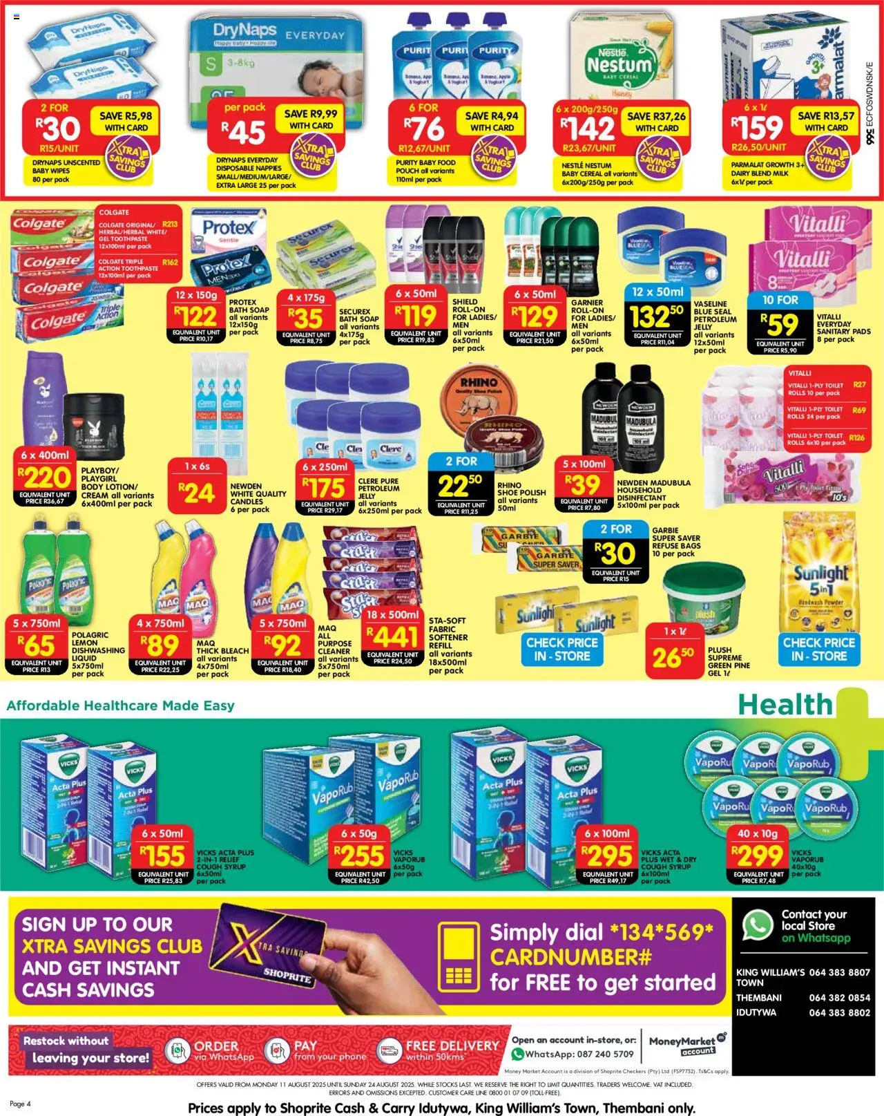 Shoprite Eastern Cape - Cash & Carry Mid-Month Deals Idutywa, King William's Town & Thembani │ valid from 11.08.2025 | Page: 4 | Products: Phone, Bath, Cream, Lemon