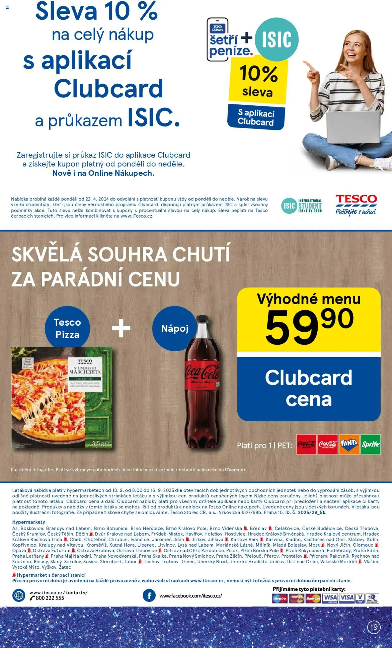 Tesco leták - Hypermarket od 10.09.2025 | Strana: 19 | Produkty: Pizza, Coca cola, Karty, Futurum