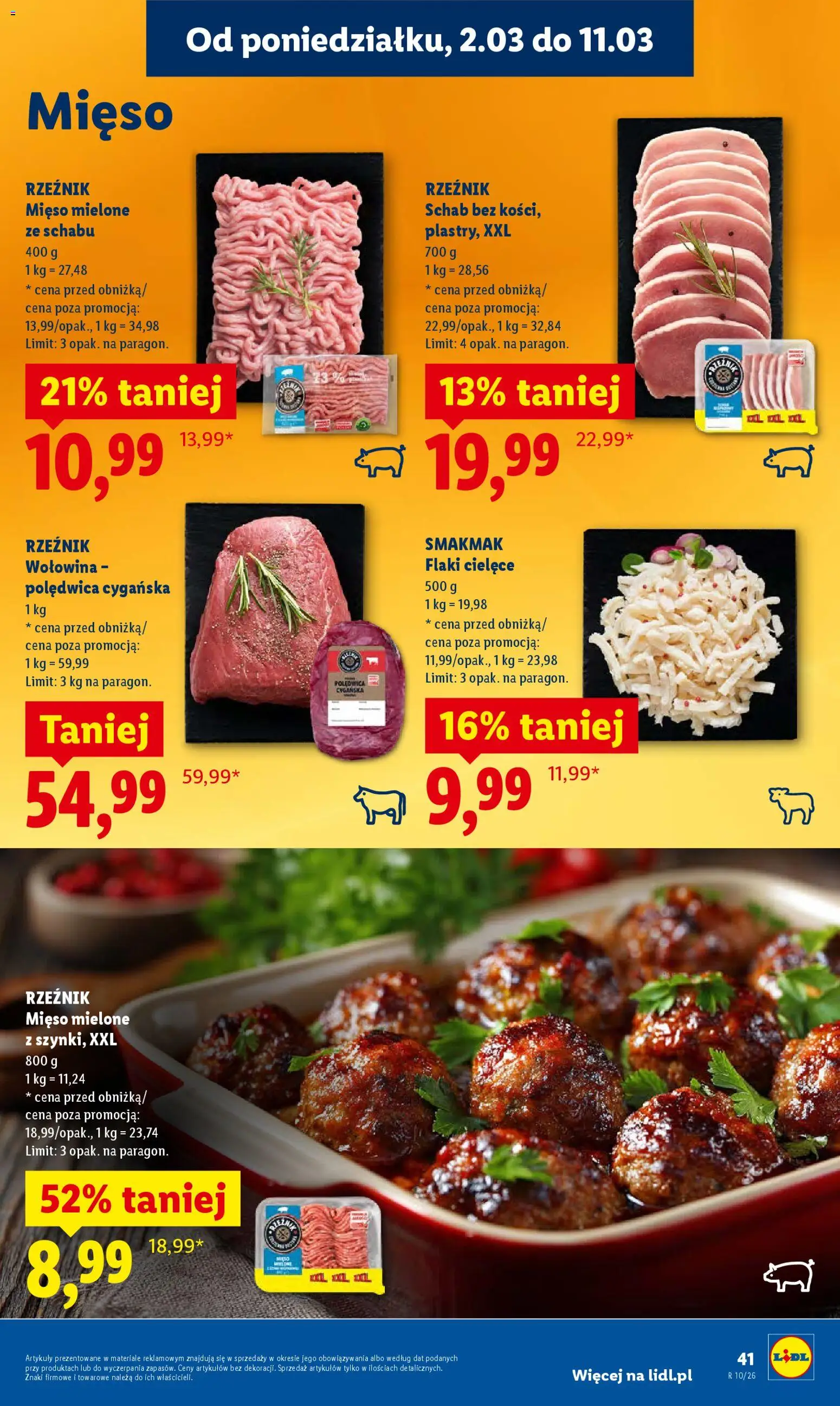 Lidl gazetka od 02.03.2026 | Strona: 41 | Produkty: Schab, Mięso, Mięso mielone, Wołowina