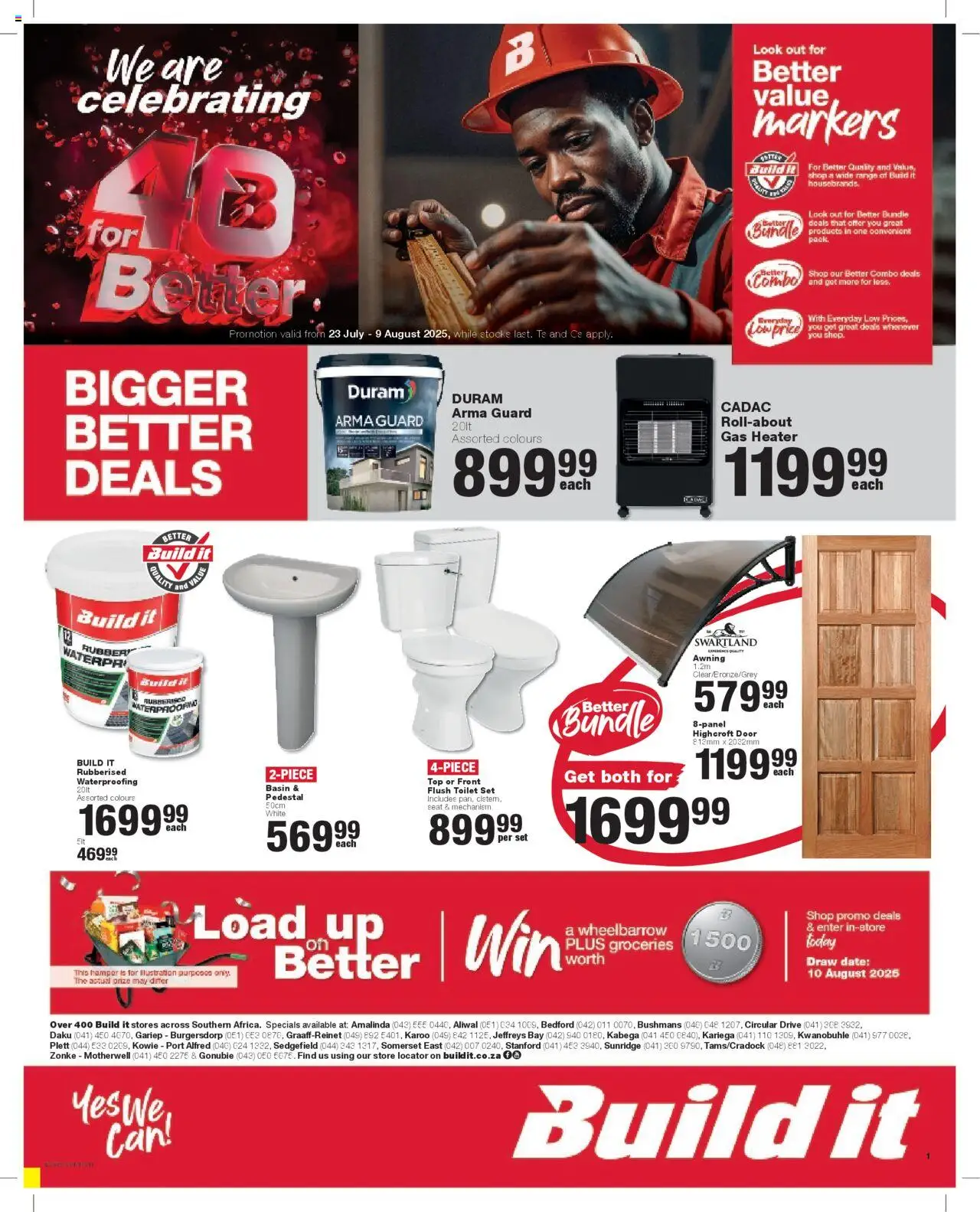Build It - Eastern Cape - Weekly Specials │ valid from 23.07.2025 | Page: 1 | Products: Pedestal, Toilet, Wheelbarrow, Basin
