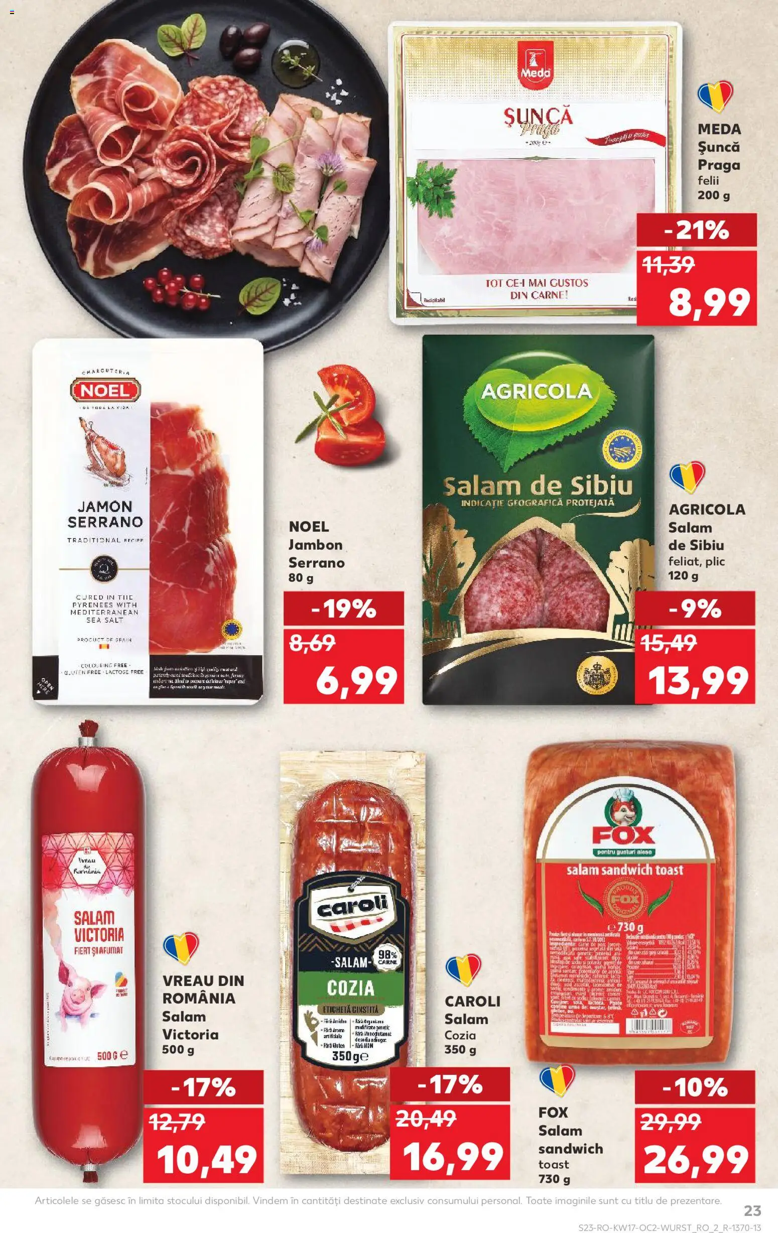Noul catalog Kaufland – valabil de la 22.04.2026 | Pagină: 23 | Produse: Salam, Șuncă