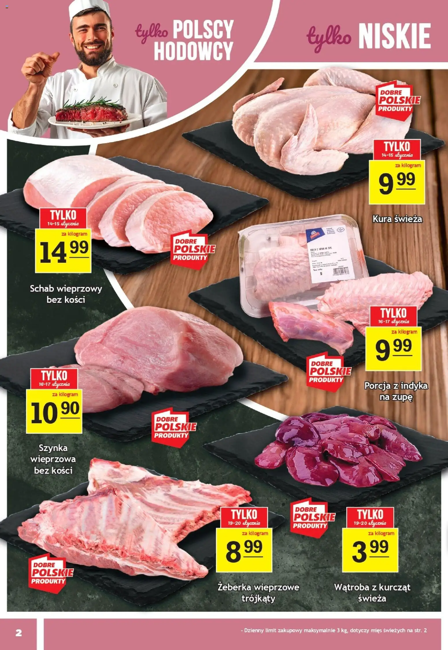 Gram Market Gazetka od 14.01.2026 | Strona: 2 | Produkty: Schab wieprzowy, Schab wieprzowy bez kości, Szynka wieprzowa, Szynka