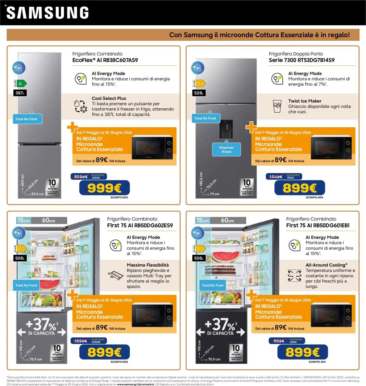 Volantino Euronics del 23.04.2026 | Pagina: 28 | Prodotti: Acqua, Frigorifero, Vassoio, Frigorifero combinato