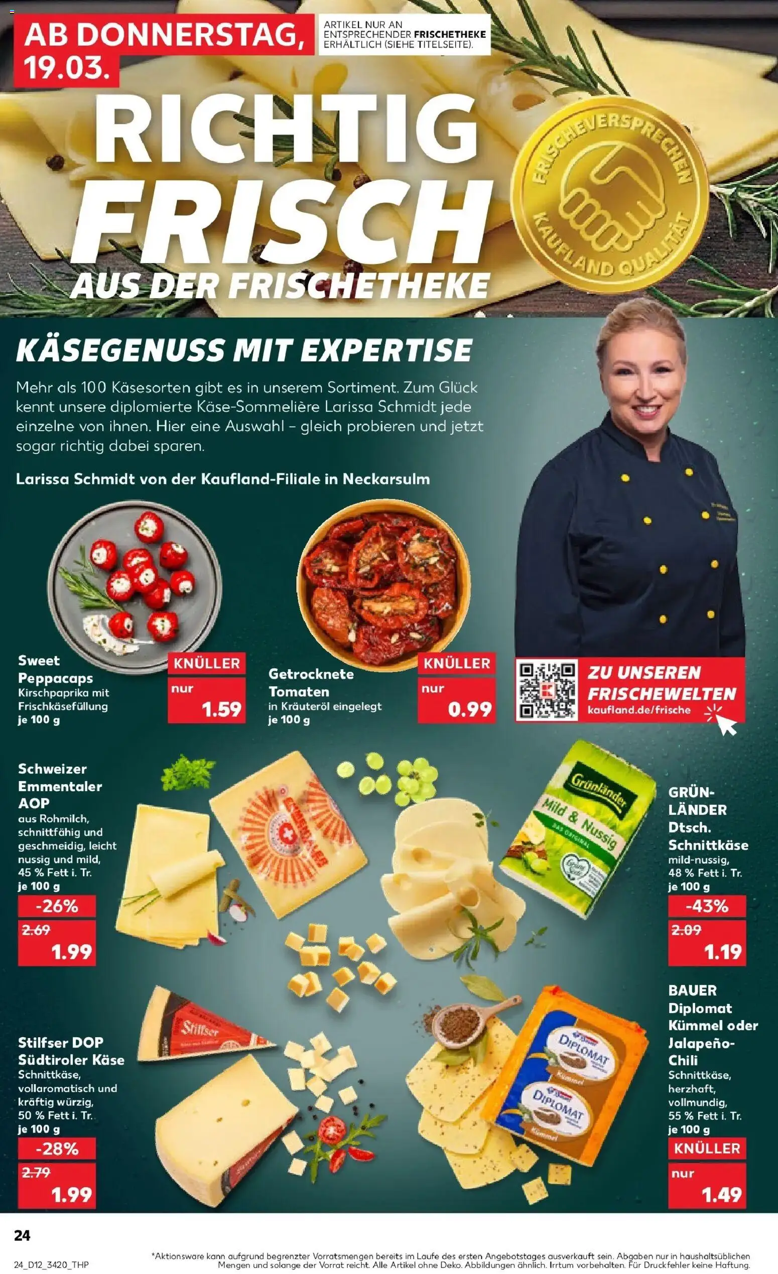 Kaufland Prospekt Oschersleben (Bode)	 – gültig ab 19.03.2026 | Seite: 24 | Produkte: Käse, Tomaten, Grunlander, Chili