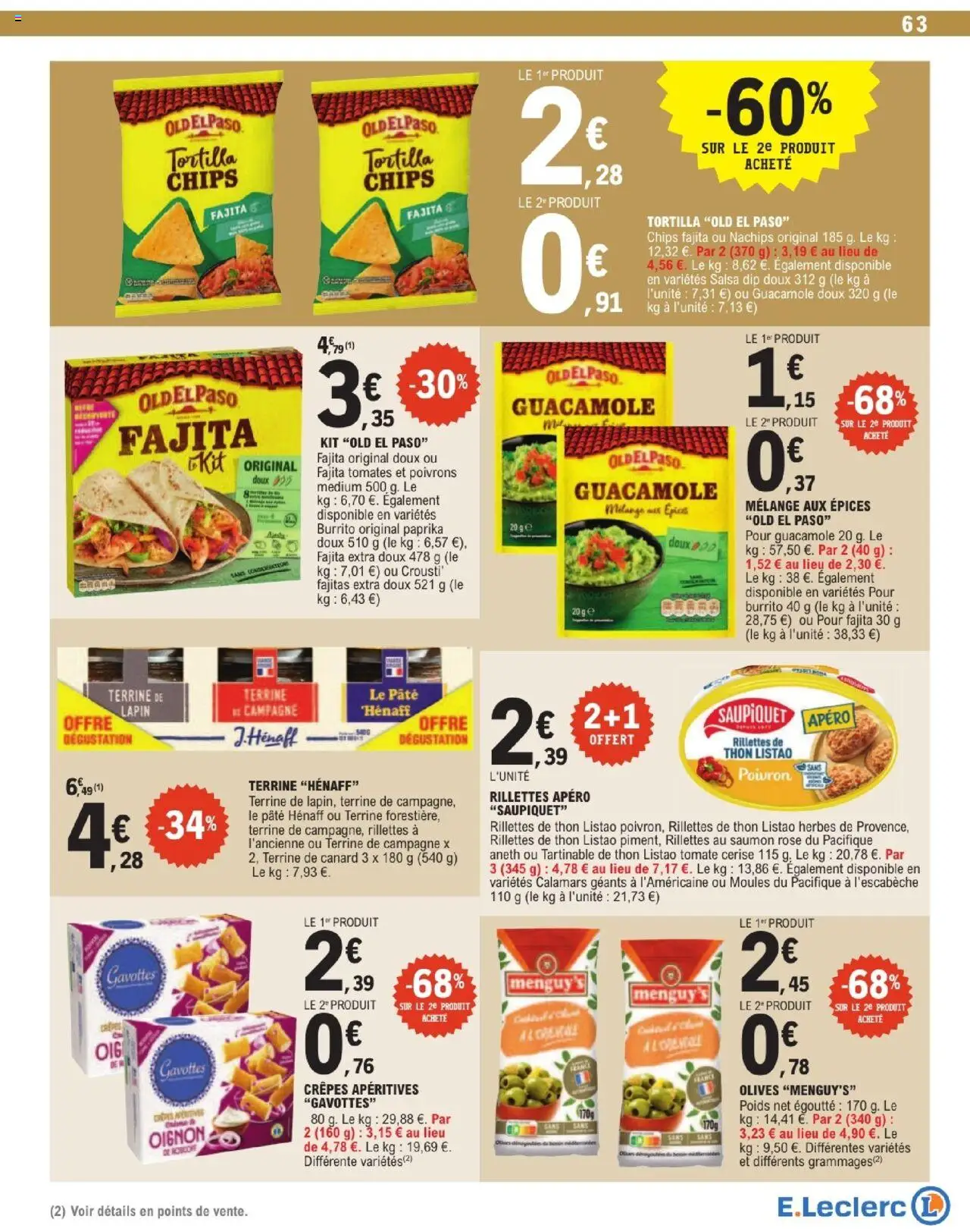  | Page: 63 | Produits: Lapin, Guacamole, Tomate cerise, Saumon