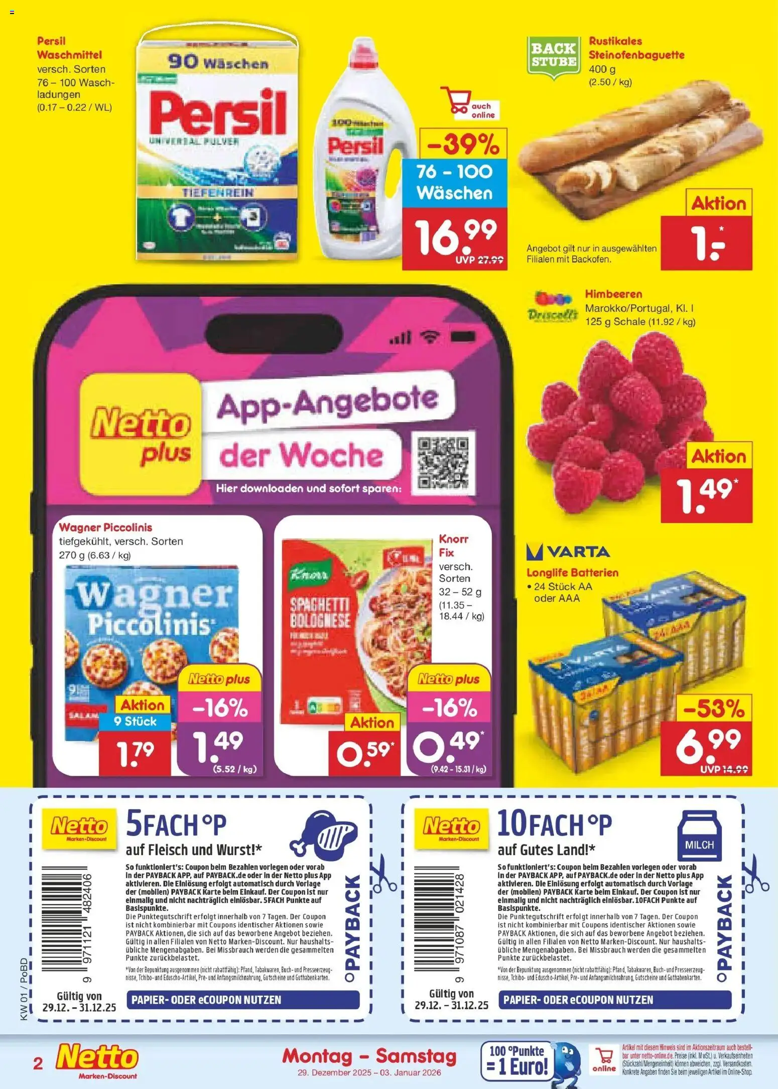 Netto Marken-Discount prospekt Selb	 – gültig ab 28.12.2025 | Seite: 2 | Produkte: Himbeeren, Milch, Knorr, Persil