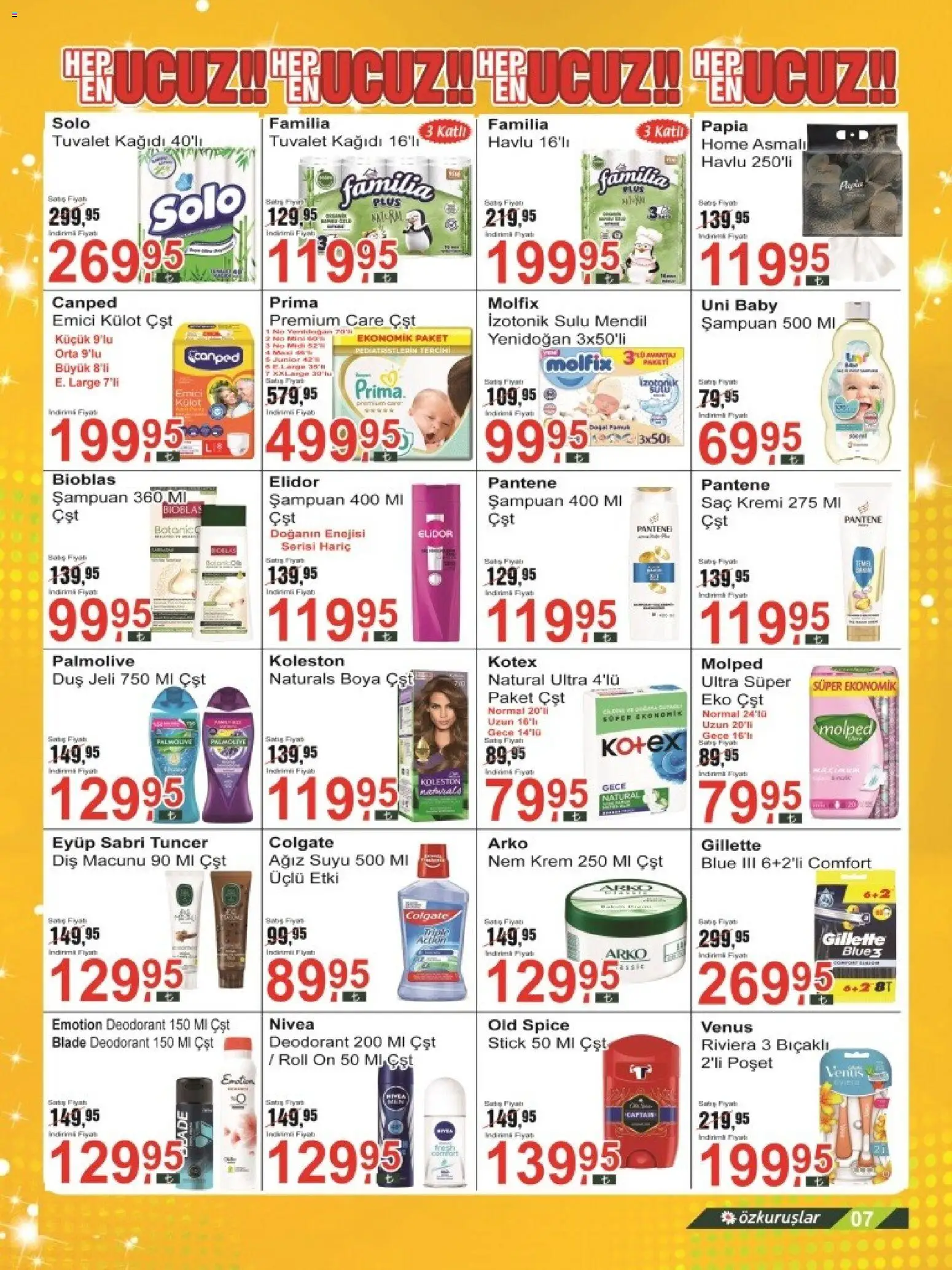 Özkuruşlar Katalog - 11.04.2026 tarihinden itibaren geçerlidir | Sayfa: 7 | Ürünler: Tuvalet, Mendil, Şampuan, Duş jeli
