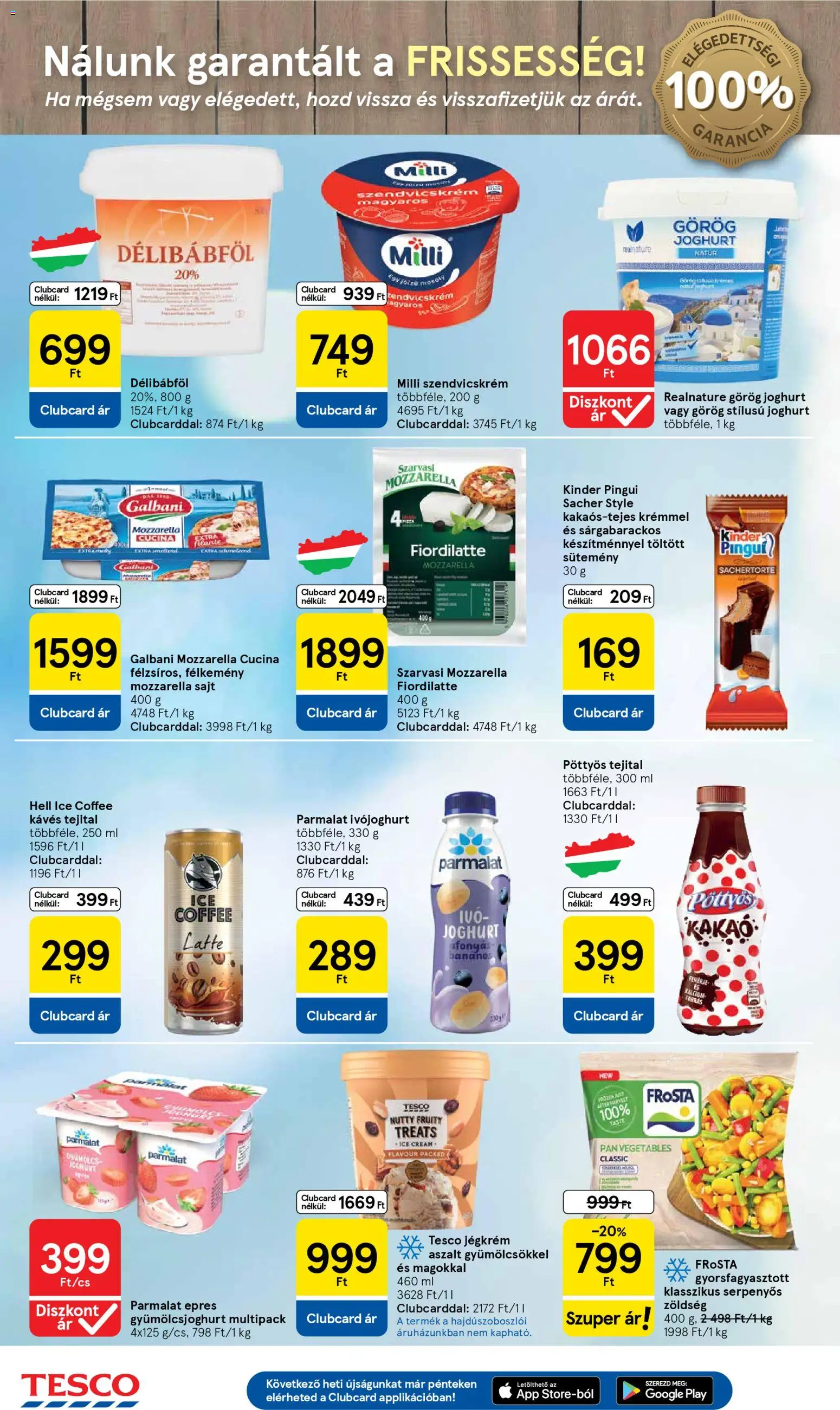 Tesco akciós ujság - amely érvényes a következő dátumtól: 29.04.2026 | Oldal: 18 | Termékek: Mozzarella, Szendvicskrém, Görög joghurt, Jégkrém