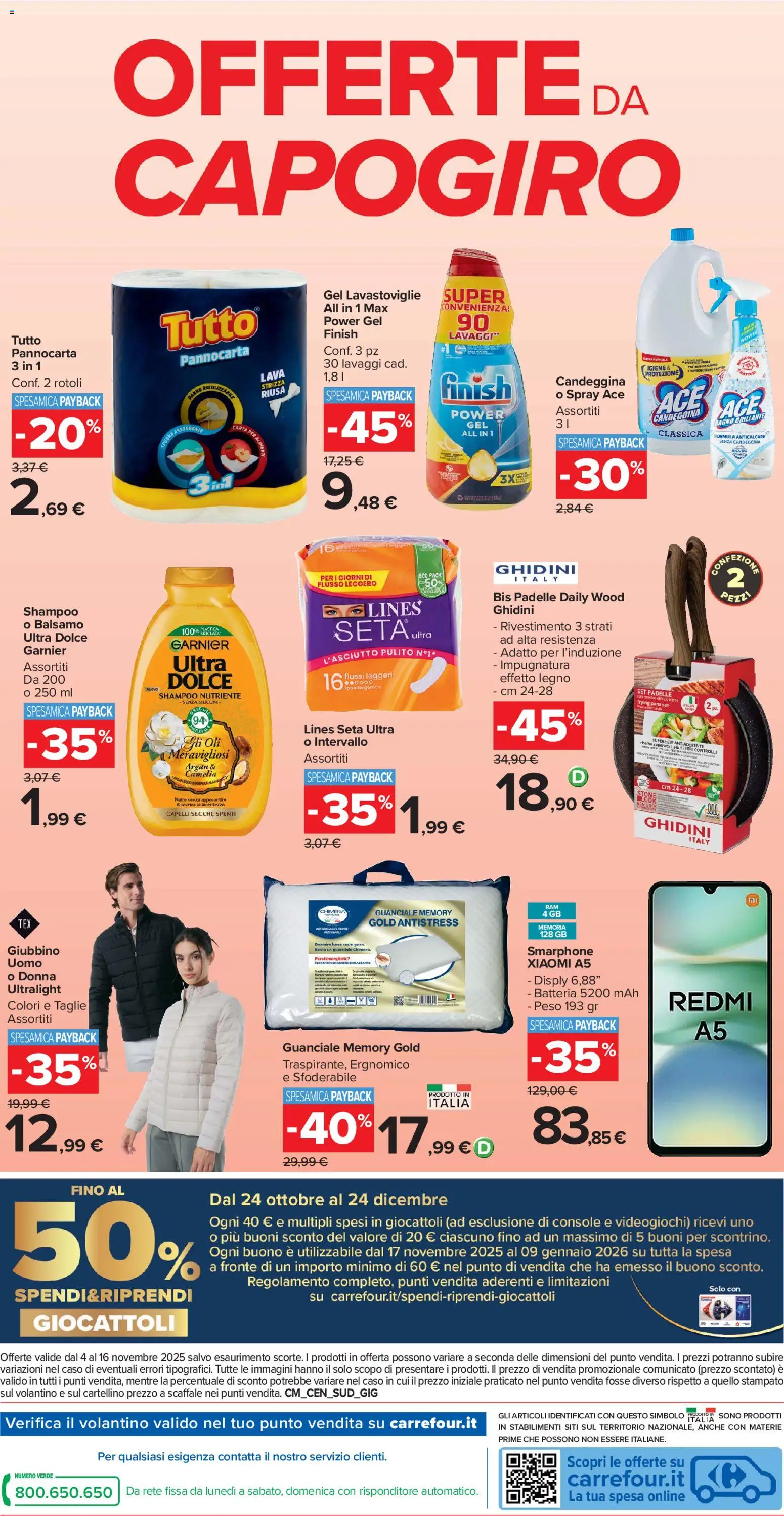 Volantino Carrefour del 04.11.2025 | Pagina: 22 | Prodotti: Spugna, Lavastoviglie, Scaffale, Guanciale