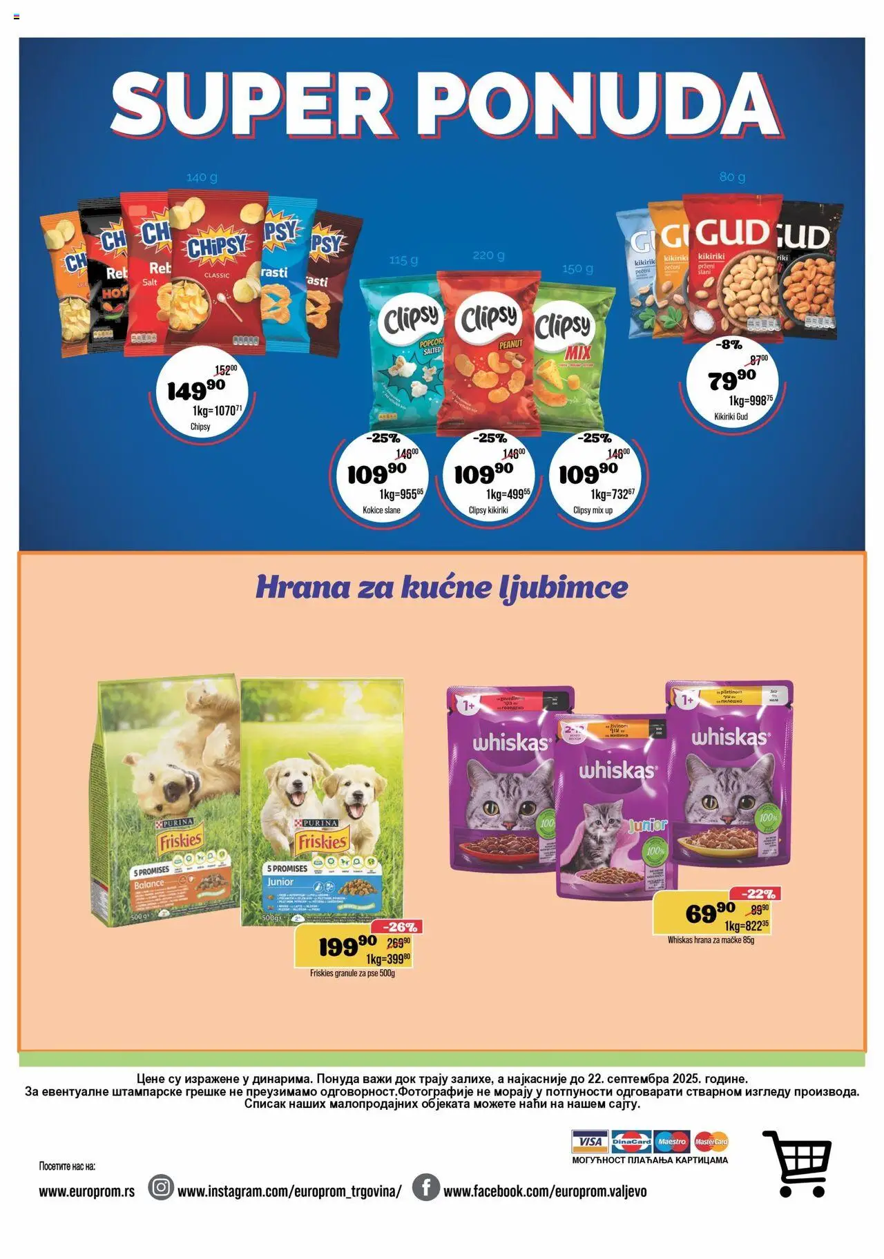 Europrom katalog - važi od 10.09.2025 | Strana: 12 | Proizvode: Granule za pse, Hrana za mačke, Kikiriki, Whiskas