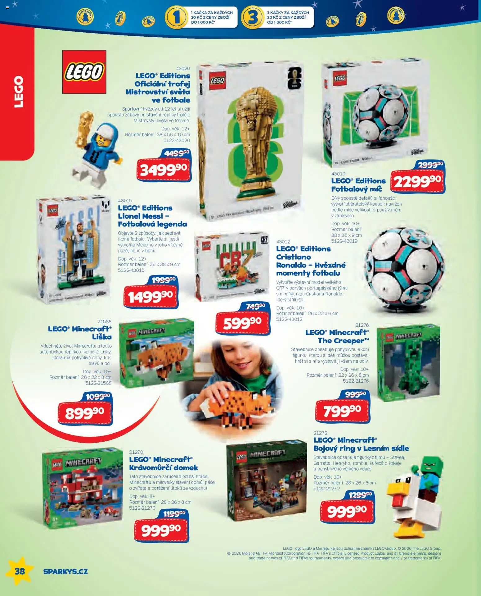 Sparkys katalog Léto 2026 od 01.05.2026 | Strana: 38 | Produkty: LEGO, Známky, Figurky, Fotbalový míč