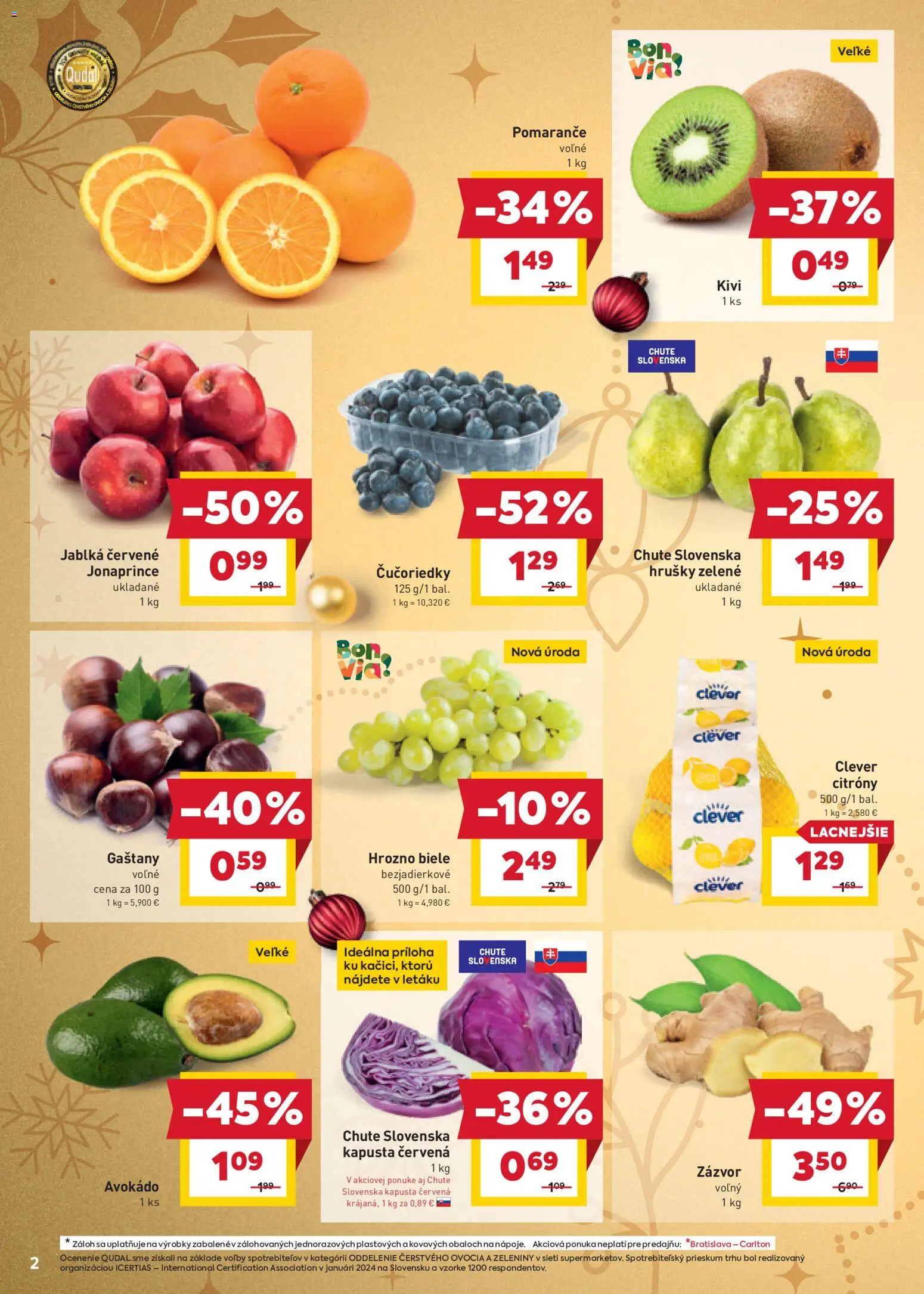 Nové Billa akcie – leták je platný od 12.11.2025 | Strana: 2 | Produkty: Gaštany, Citróny, Čučoriedky, Hrozno