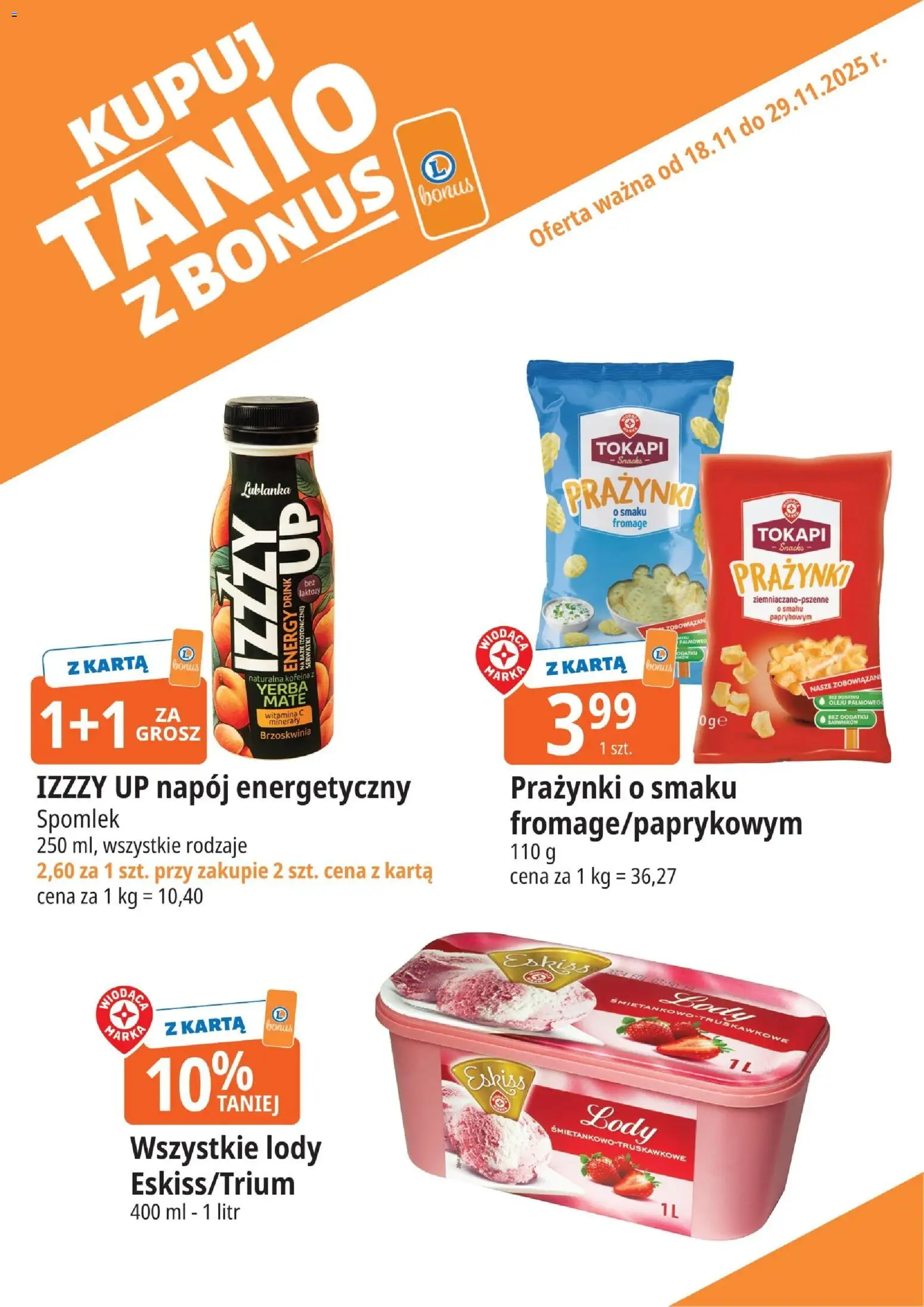 E.Leclerc Gazetka - Kłodzko kupony dodatkowe od 18.11.2025 | Strona: 12 | Produkty: Brzoskwinia, Body, Lody, Yerba mate