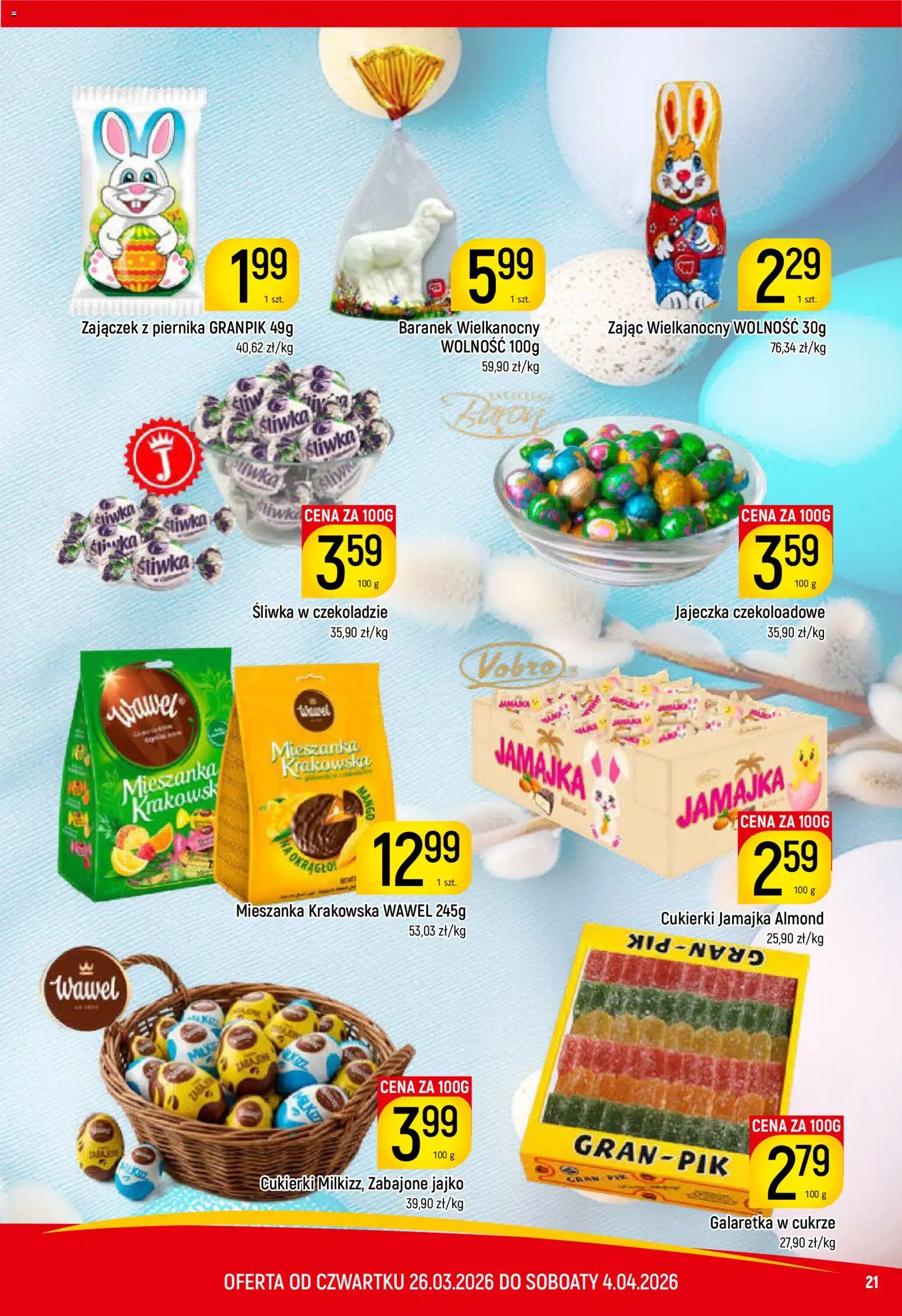 Piotruś Pan gazetka od 26.03.2026 | Strona: 21 | Produkty: Galaretka, Mieszanka krakowska, Cukierki jamajka, Cukierki