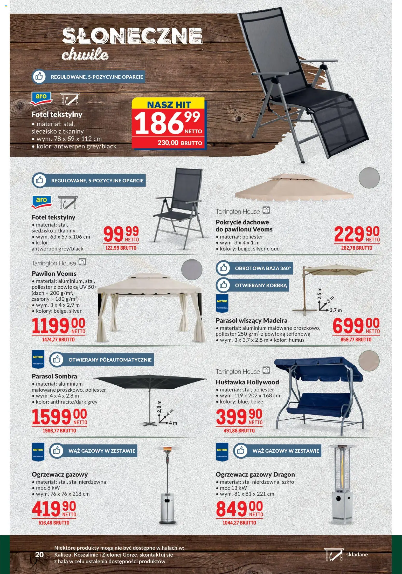 Makro gazetka - Grill-Ogród od 21.04.2026 | Strona: 20 | Produkty: Parasol, Fotel, Zasłony