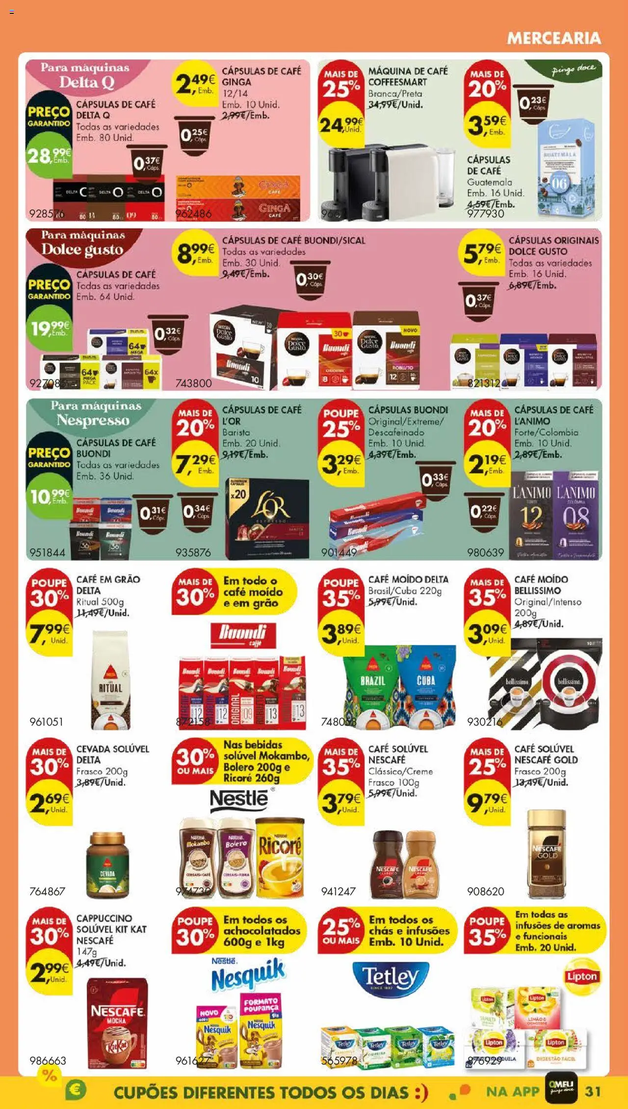 Pingo Doce folheto │ válido de 12.08.2025 | Página: 35 | Produtos: Delta q, Máquinas nespresso, Nespresso, Chás