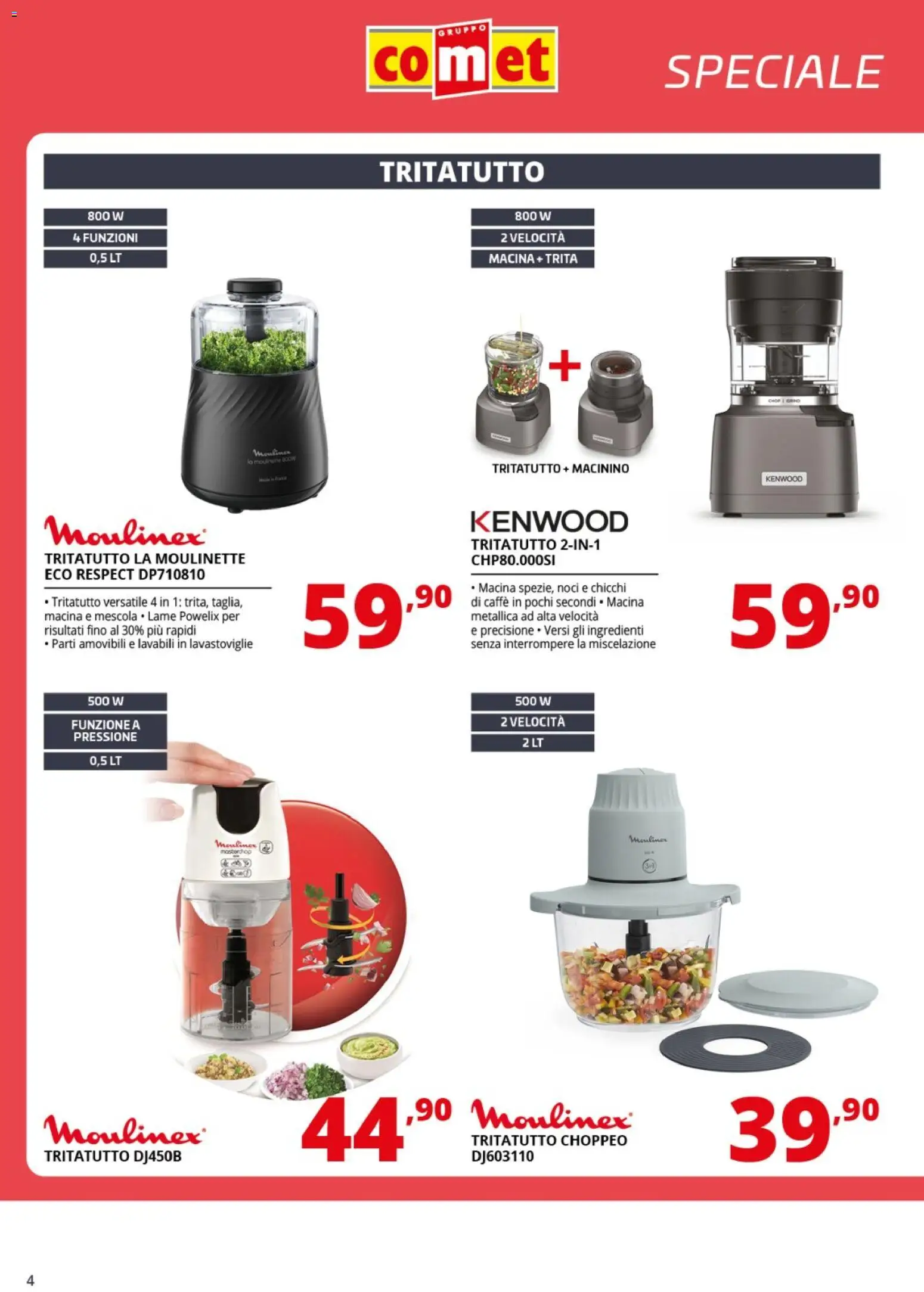 Volantino Comet del 06.03.2026 | Pagina: 4 | Prodotti: Caffè, Tritatutto, Noci, Lavastoviglie