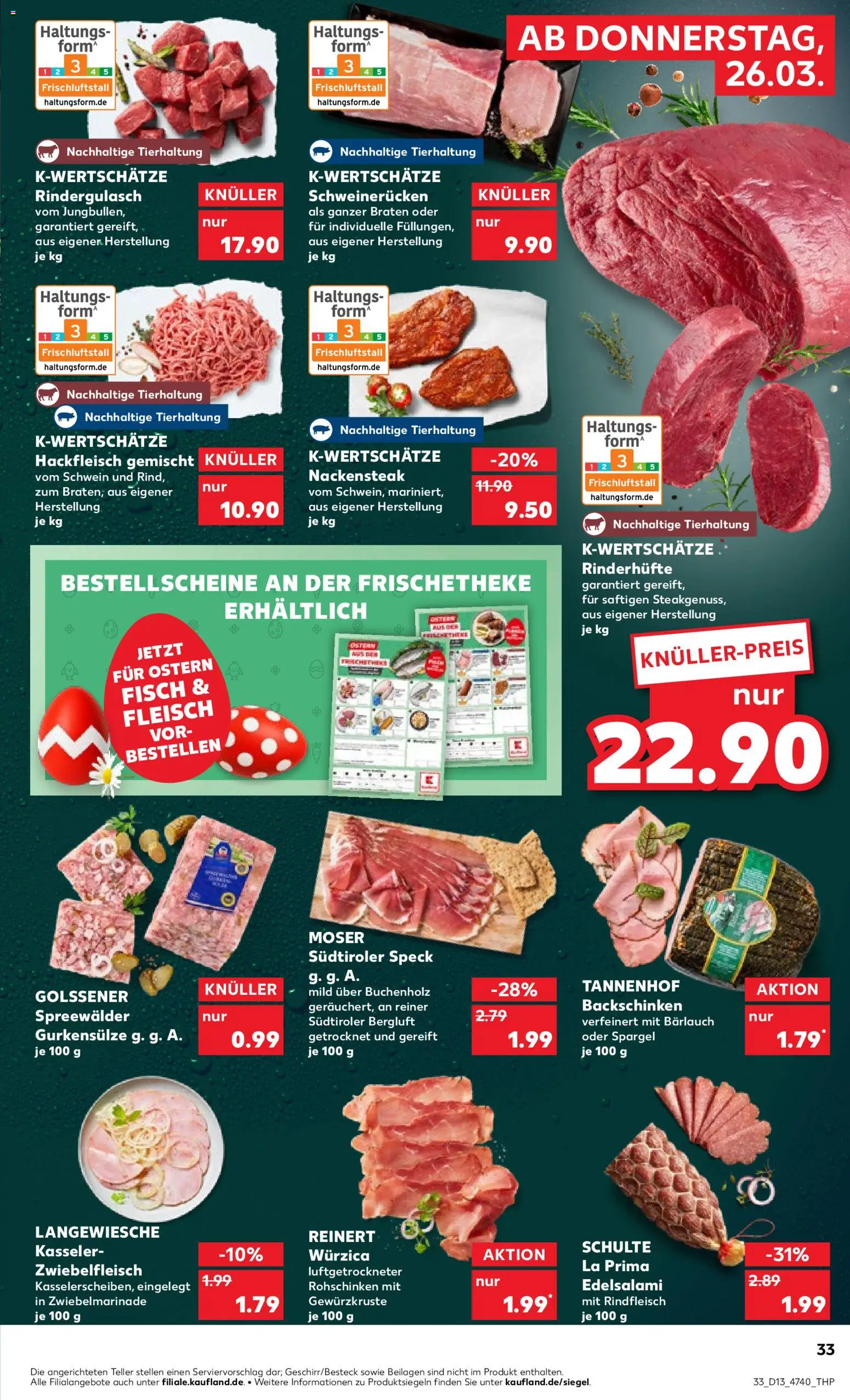 Kaufland Prospekt Hannover	 – gültig ab 26.03.2026 | Seite: 33 | Produkte: Spargel, Salami, Steak, Hackfleisch