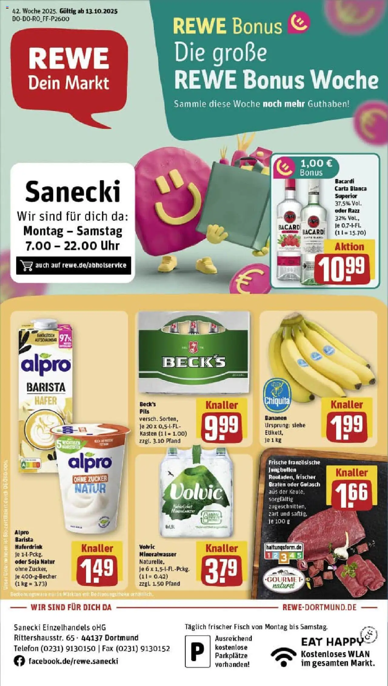 Rewe prospekt Dortmund	 – gültig ab 13.10.2025 | Seite: 1 | Produkte: Mineralwasser, Fisch, Telefon, Uhr