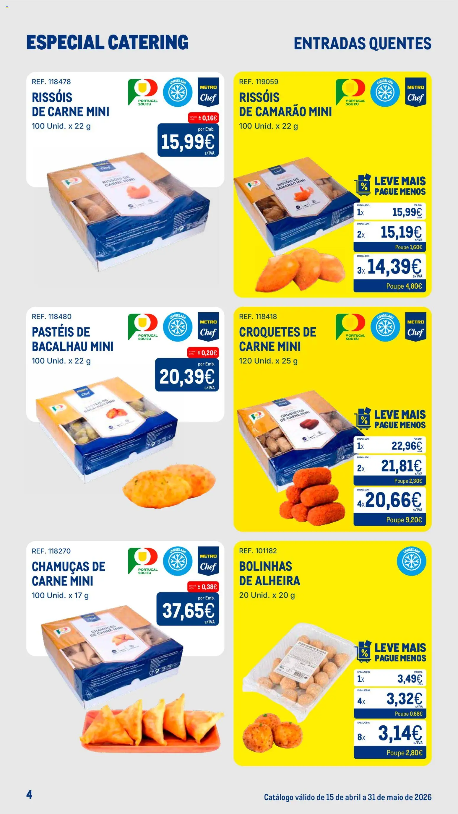Makro Especial Catering │ válido de 15.04.2026 | Página: 4 | Produtos: Bacalhau, Camarão, Carne, Alheira