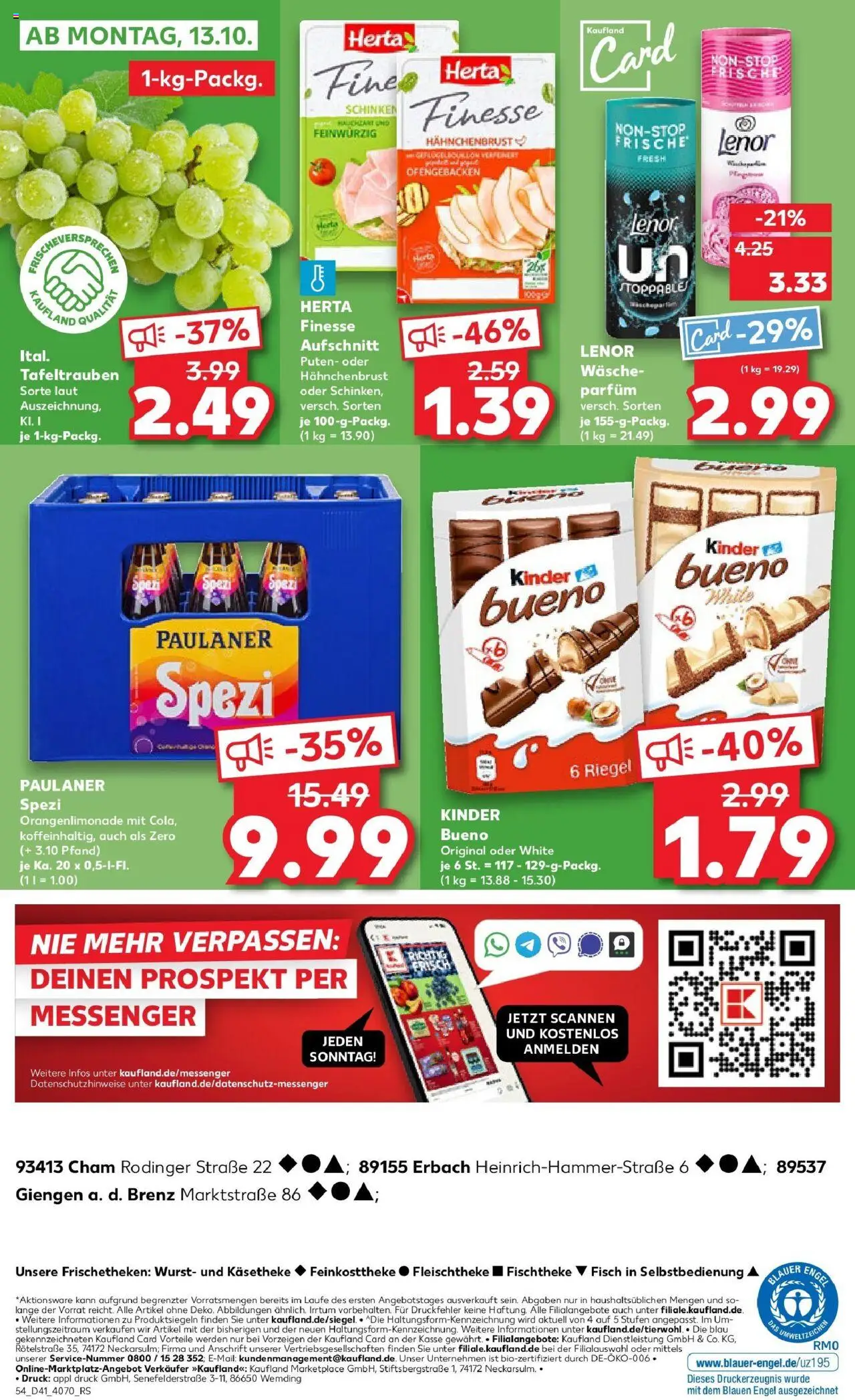 Kaufland prospekt Giengen An Der Brenz	 – gültig ab 09.10.2025 | Seite: 54 | Produkte: Wurst, Schinken, Herta finesse, Paulaner