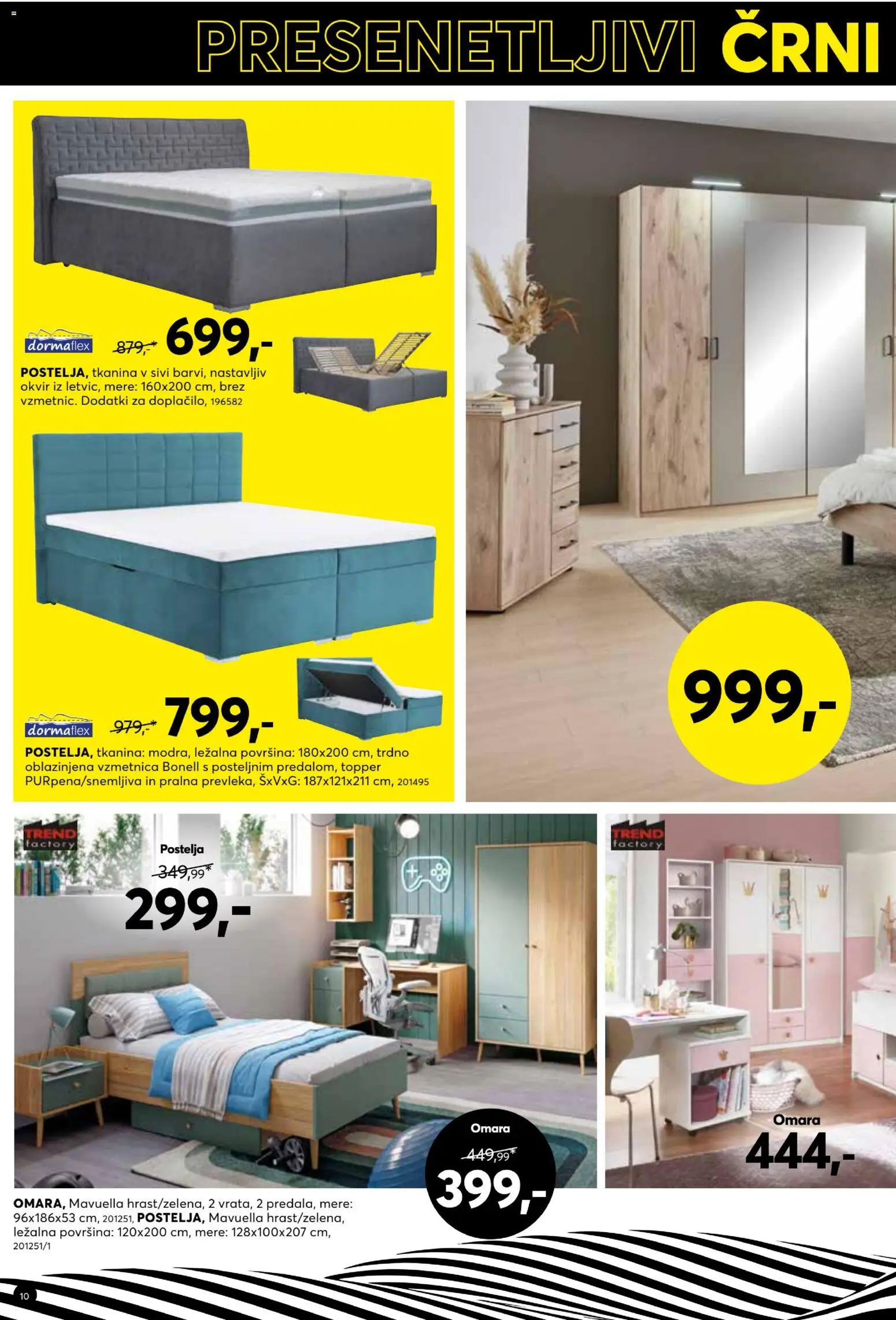 Novi Dipo katalog ponudbe – veljaven od 25.11.2025 | Stran: 10 | Izdelki: Okvir, Postelja, Vzmetnica, Omara