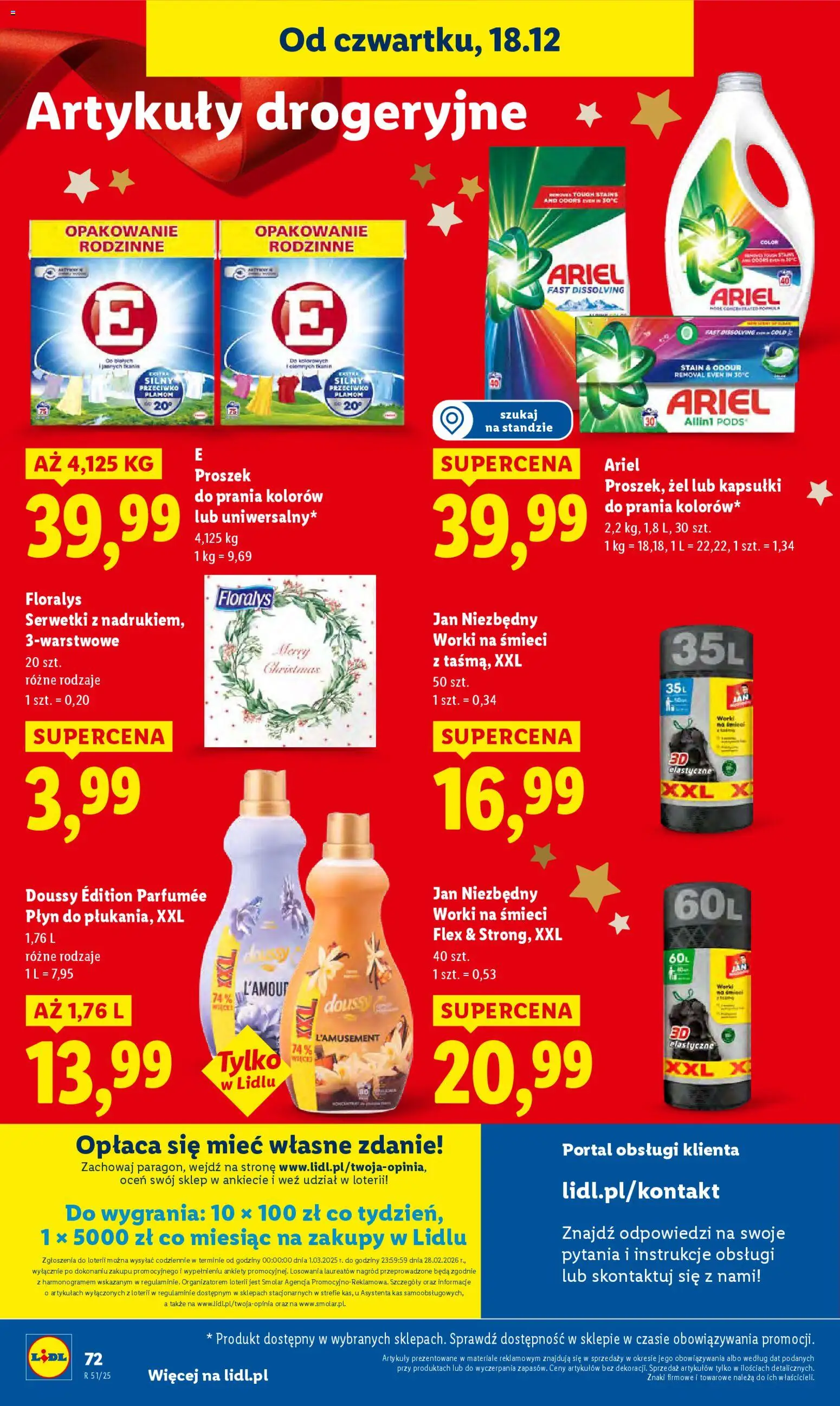 Lidl Gazetka od 18.12.2025 | Strona: 72 | Produkty: Ariel, Kapsułki do prania, Proszek do prania, Detergent