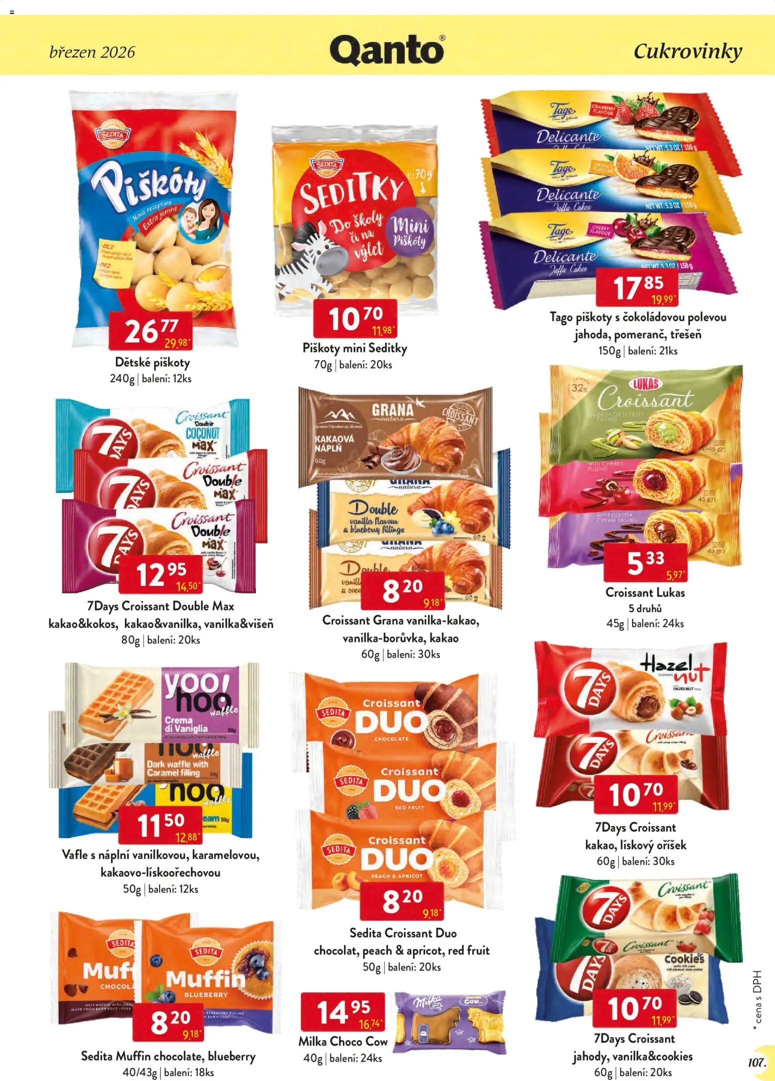 Astur & Qanto leták - Velkoobchod 03/2026 od 01.03.2026 | Strana: 107 | Produkty: Milka, Vafle, Crema, Croissant