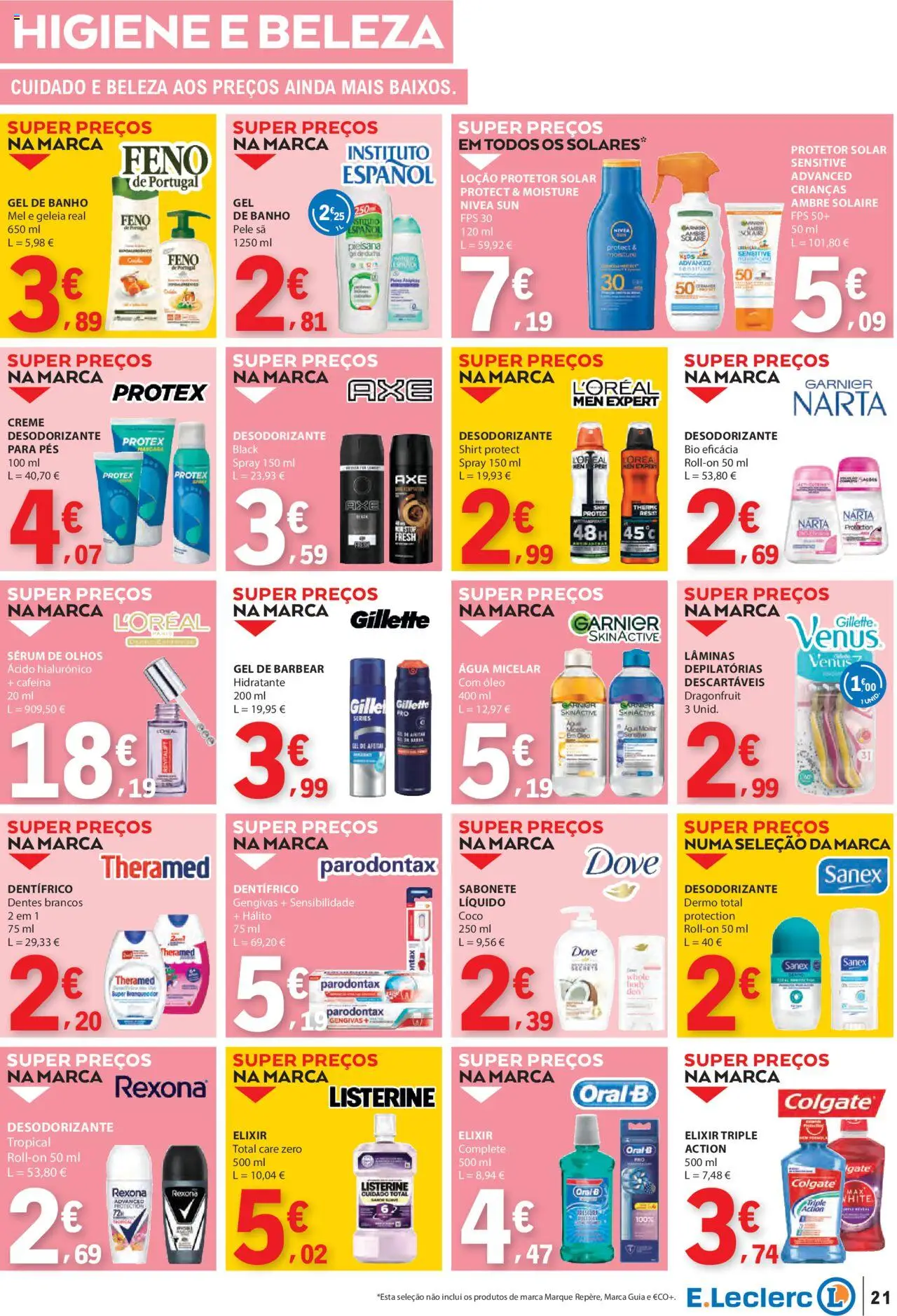E.Leclerc folheto │ válido de 21.08.2025 | Página: 21 | Produtos: Agua, Protetor solar, Sérum, Mel