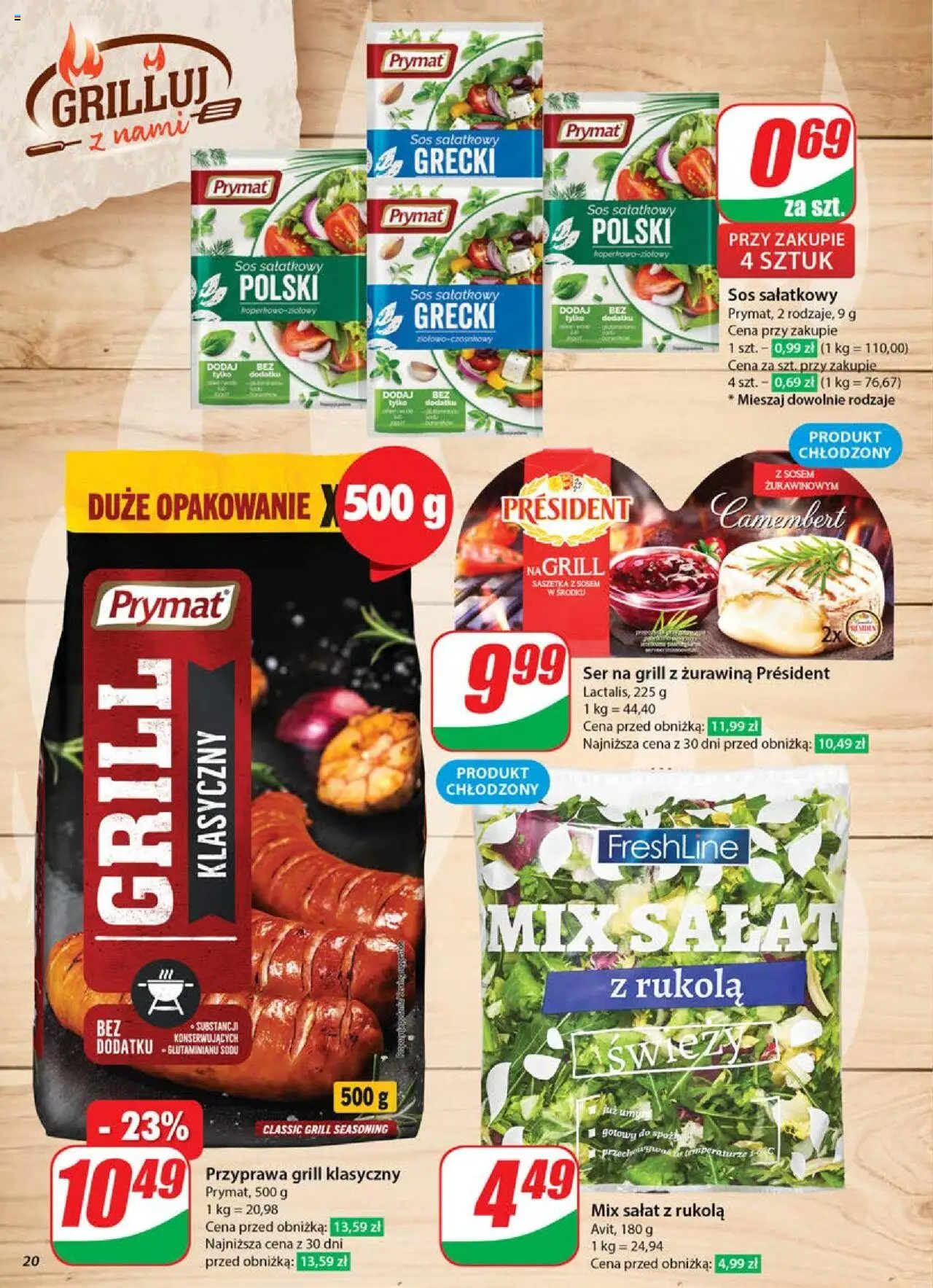 Dino Gazetka od 04.06.2025 | Strona: 20 | Produkty: Grill, Rukola, Camembert, Żurawina