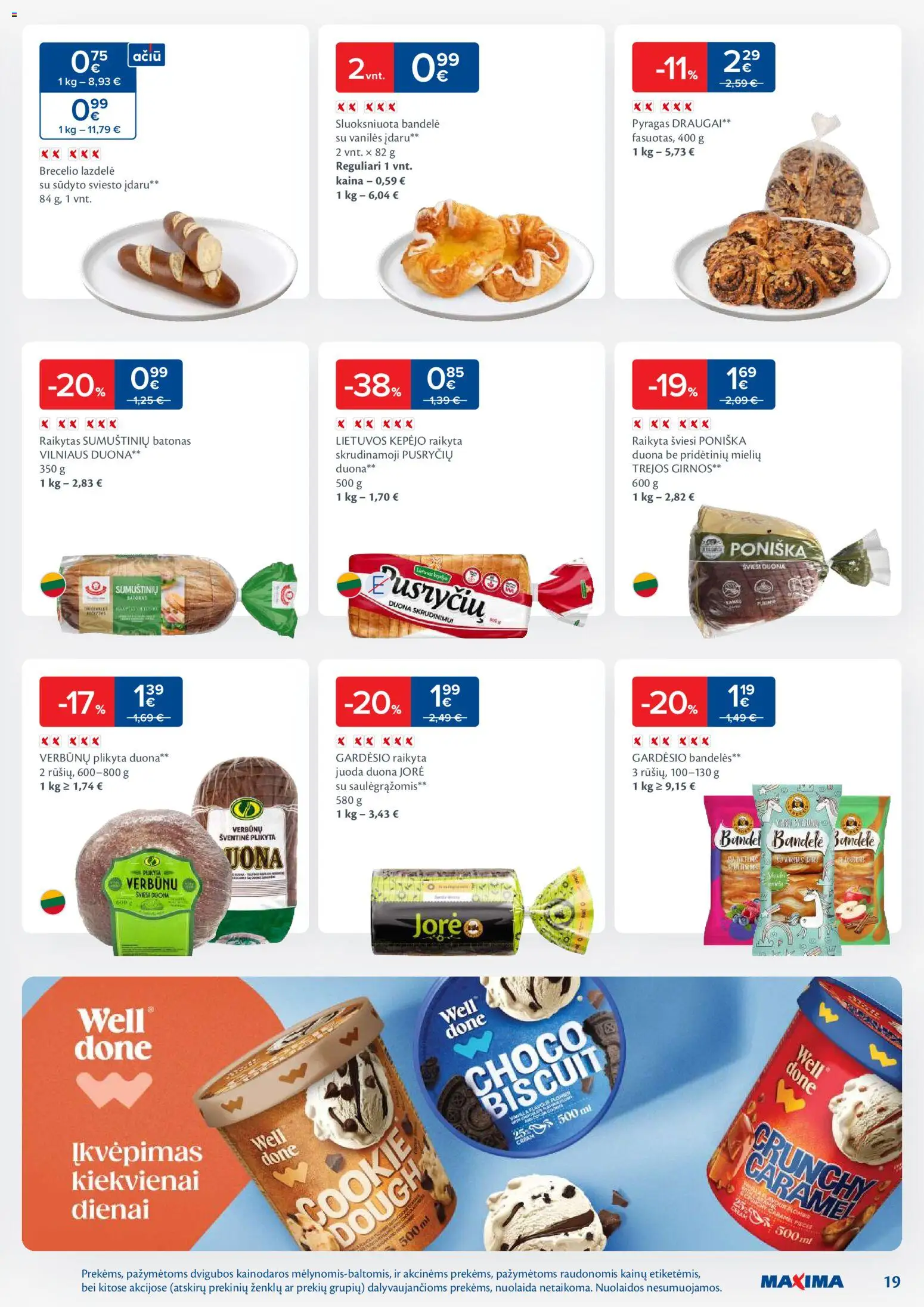 MAXIMA akcijos nuo 06.01.2026 | Puslapis: 19 | Prekių: Bandelė, Bandelės, Pyragas, Duona