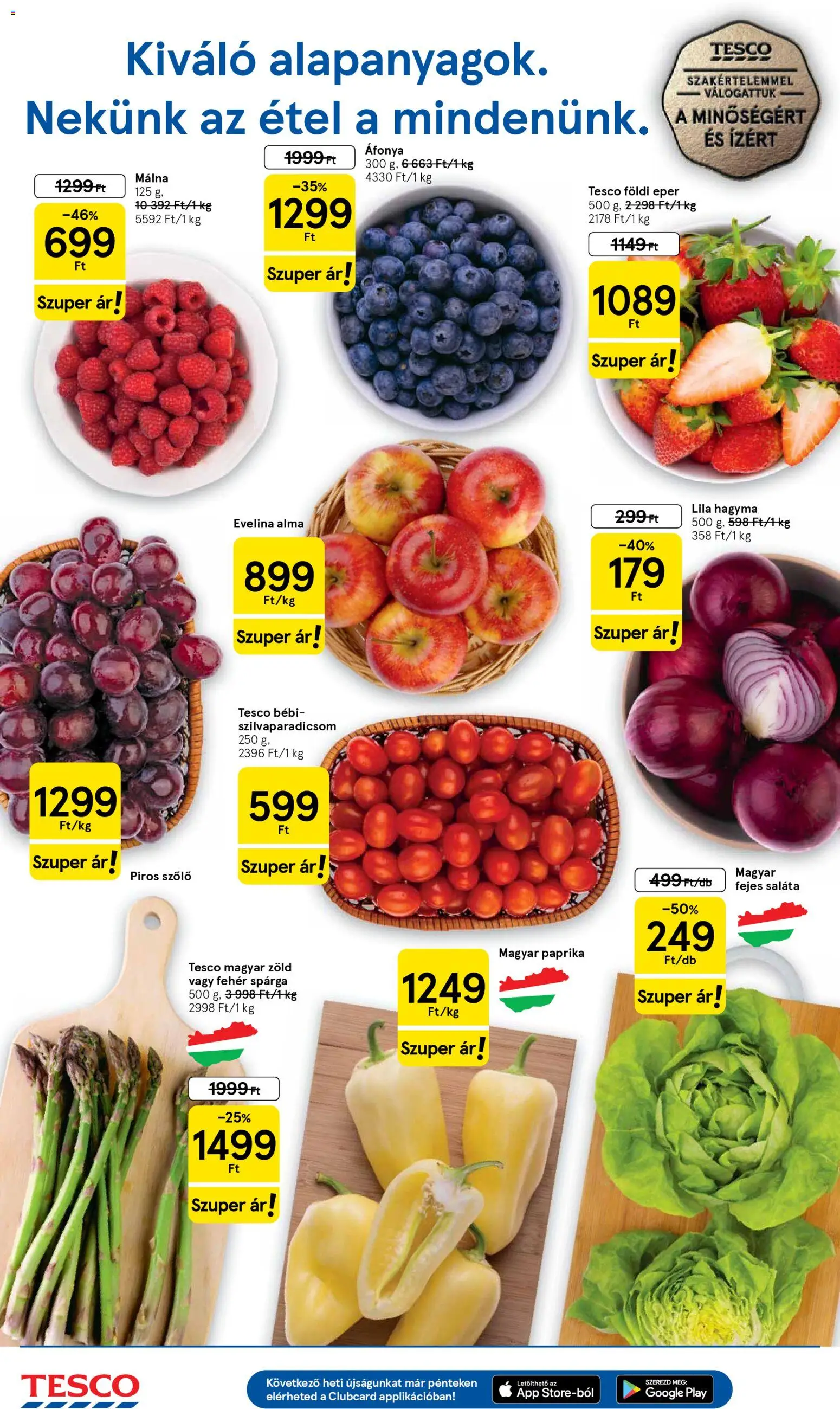 Tesco akciós ujság - amely érvényes a következő dátumtól: 29.04.2026 | Oldal: 2 | Termékek: Szőlő, Alma, Eper, Hagyma